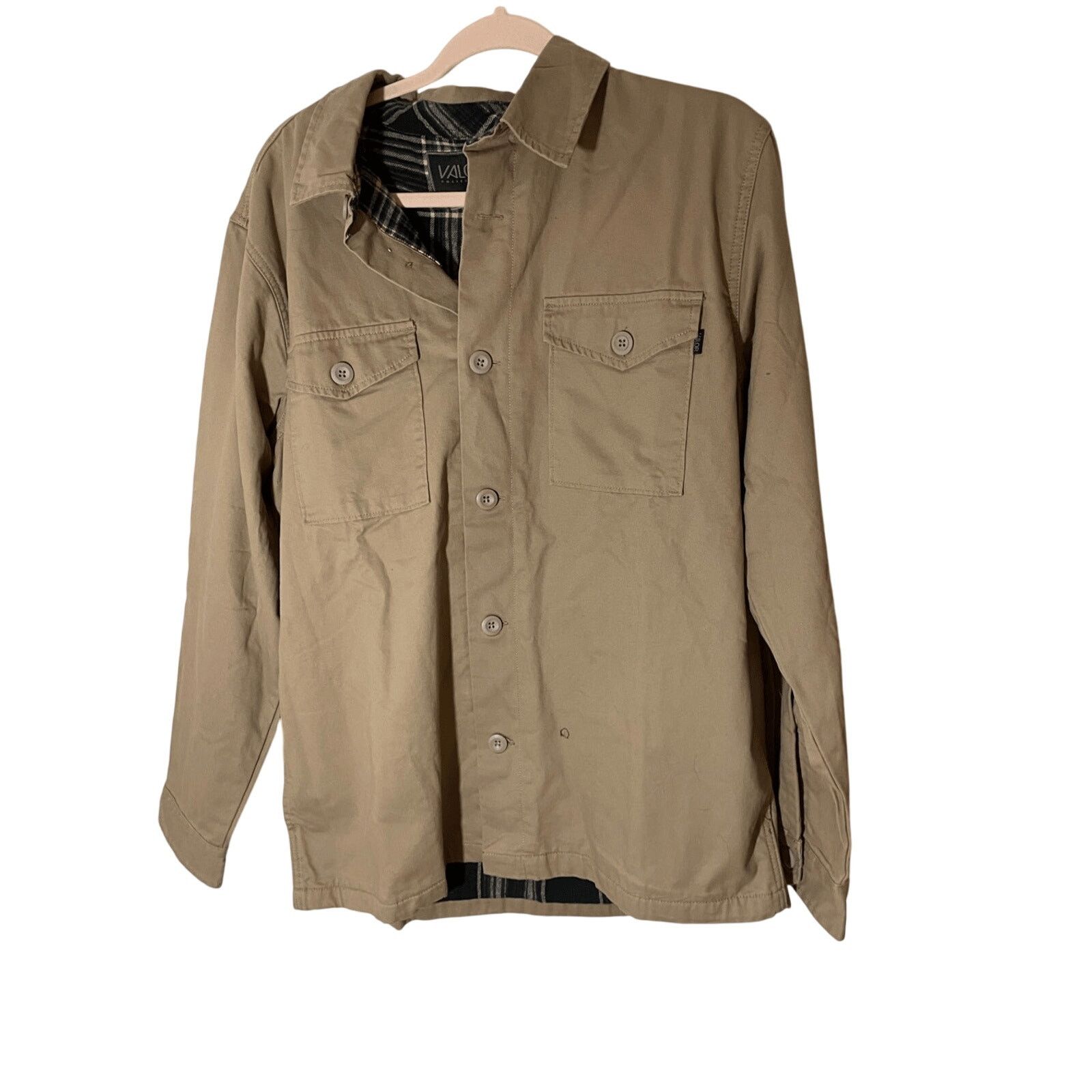 Valor Collective NWT Valor Men's Tan Trucker Plaid Lined Button Chore Jacket Size US L / EU 52-54 / 3 - 2 Thumbnail