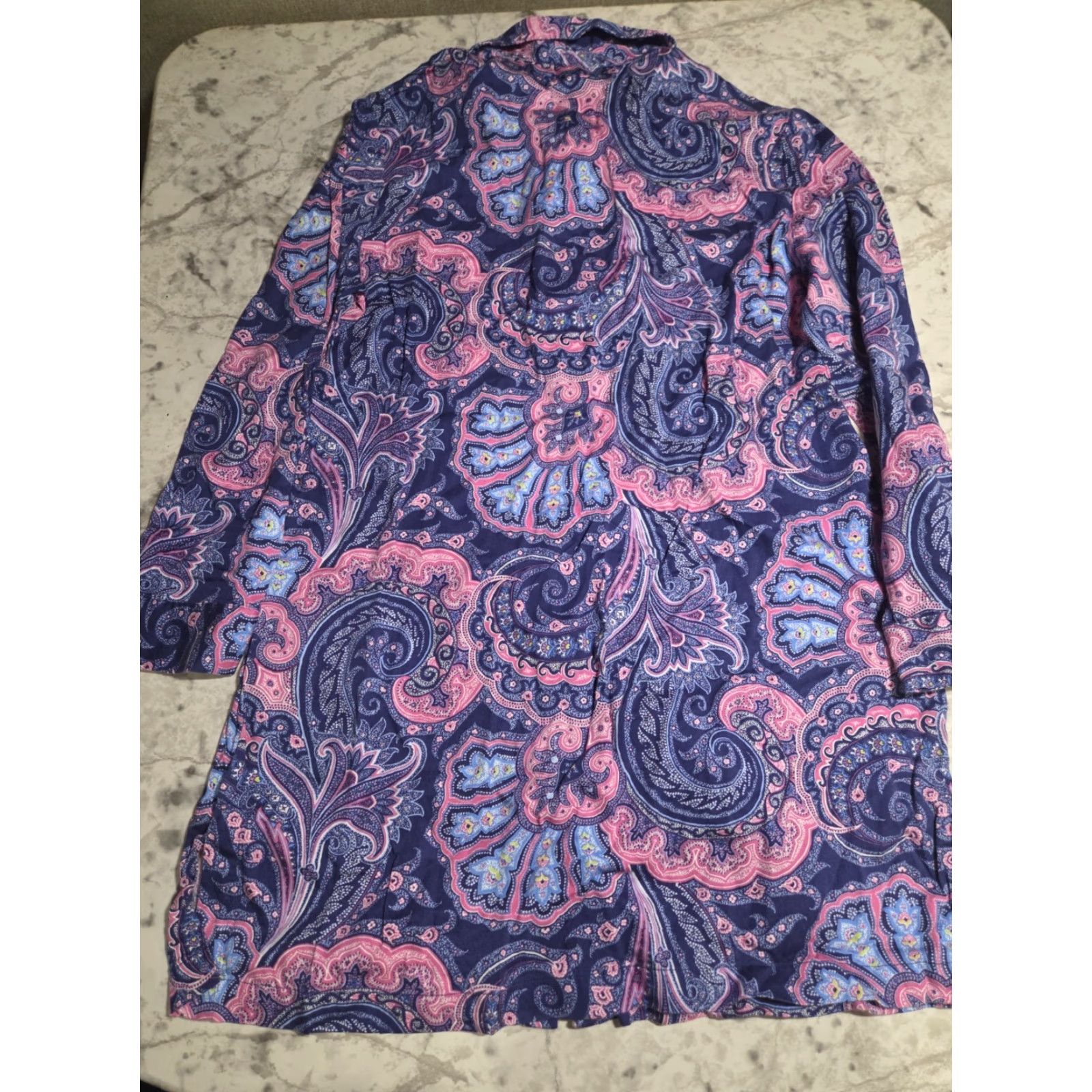 Ralph Lauren Lauren Ralph Lauren Women’s Paisley Nightgown Sleep Shirt L Multicolor Long Sleeve Button Collared 100% Cotton Sleepshirt Size L / US 10 / IT 46 - 4 Thumbnail