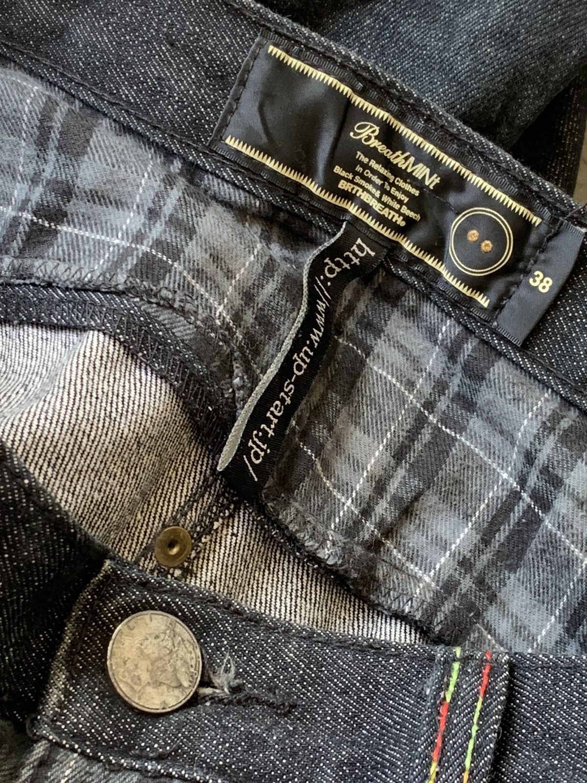 If Six Was Nine 🔥VERY RARE🔥BREATHMINT Punk Tartan Triple Waist Denim Size US 31 - 7 Thumbnail