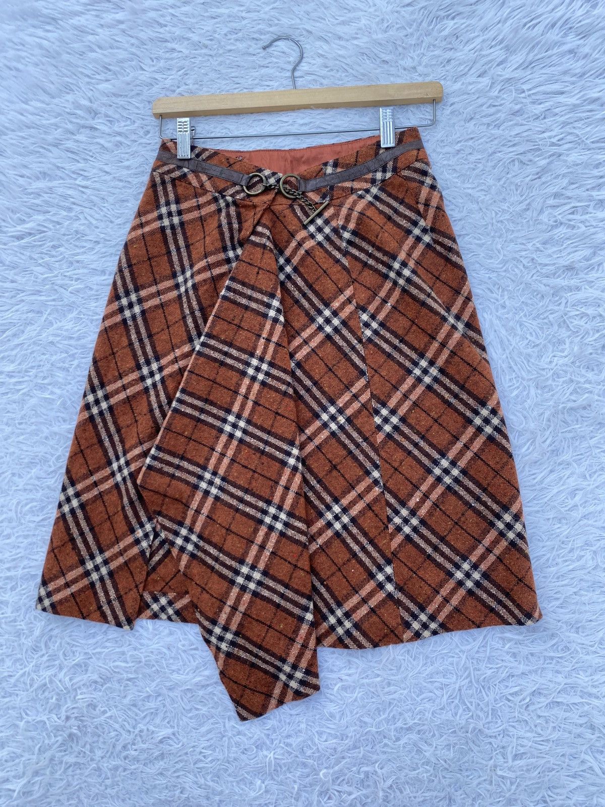 Burberry Rare Vintage 90s Burberry Checkered Wool Skirt Size 26" / US 2 / IT 38 - 3 Thumbnail