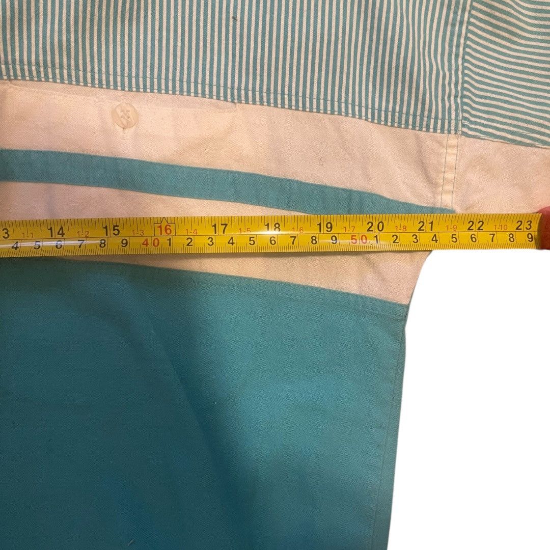 Vintage Vintage Teal White Korean Y2K Striped Men Shirt Sz M Size US M / EU 48-50 / 2 - 4 Thumbnail