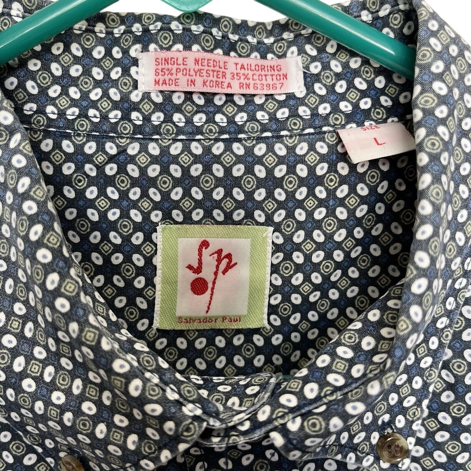 Vintage Salvador Paul SP | Vintage 70s Button Shirt Geometric Circle Size US L / EU 52-54 / 3 - 3 Thumbnail