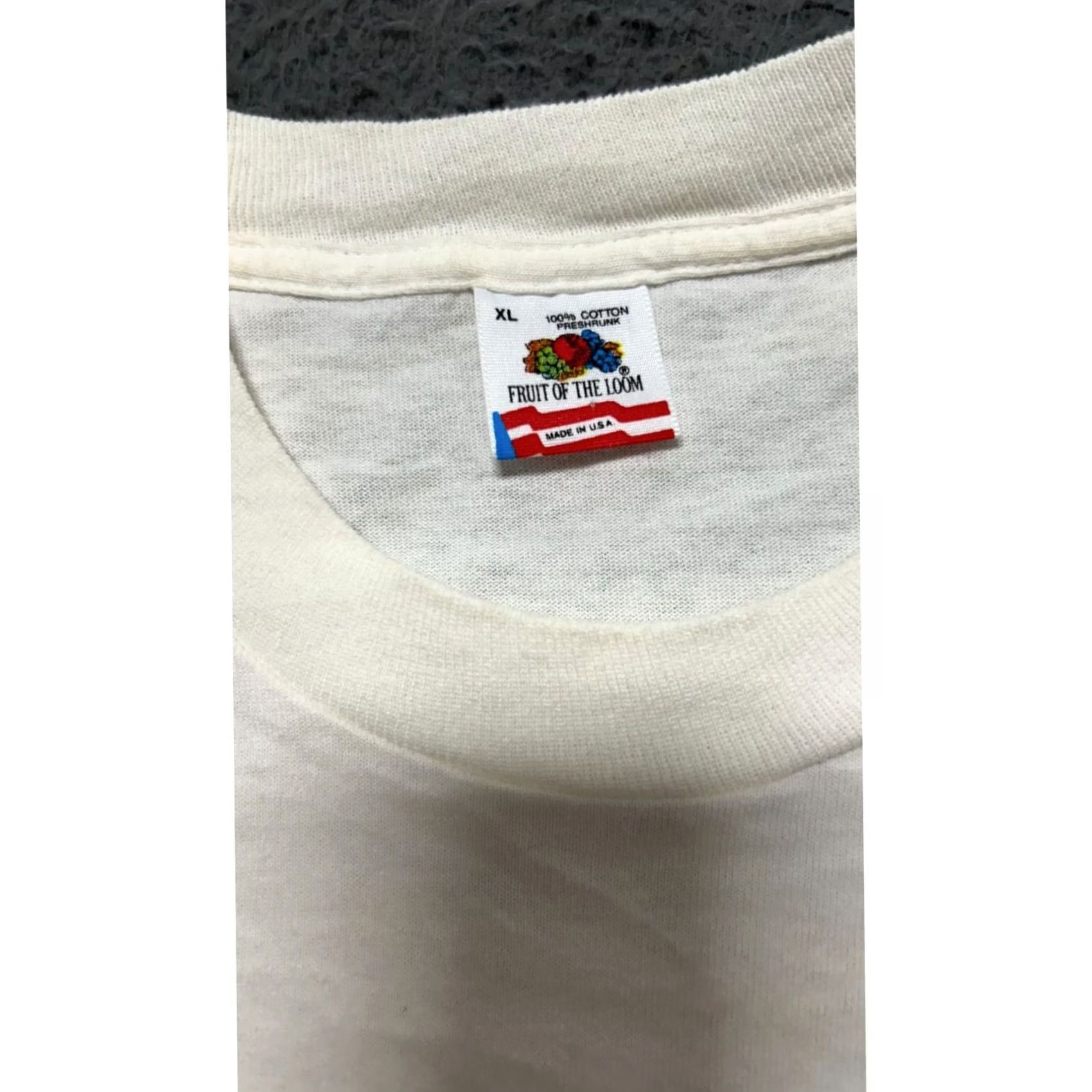 Fruit Of The Loom VINTAGE Fruit Of The Loom T-Shirt XL White Cotton Summer Beach Design Men 100% Cotton Size US XL / EU 56 / 4 - 2 Thumbnail