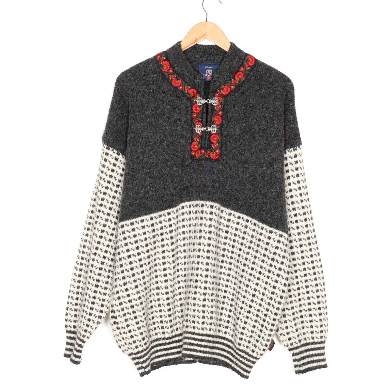 Vintage VINTAGE SKJAEVELAND Nordic Norway Wool Knit Jumper Sweater Men XXL Grey Knit Wool Fair Isle Pullover Jumper 2XL Mens Vintage Classic 90s VR2867 Size US XXL / EU 58 / 5 - 2 Thumbnail