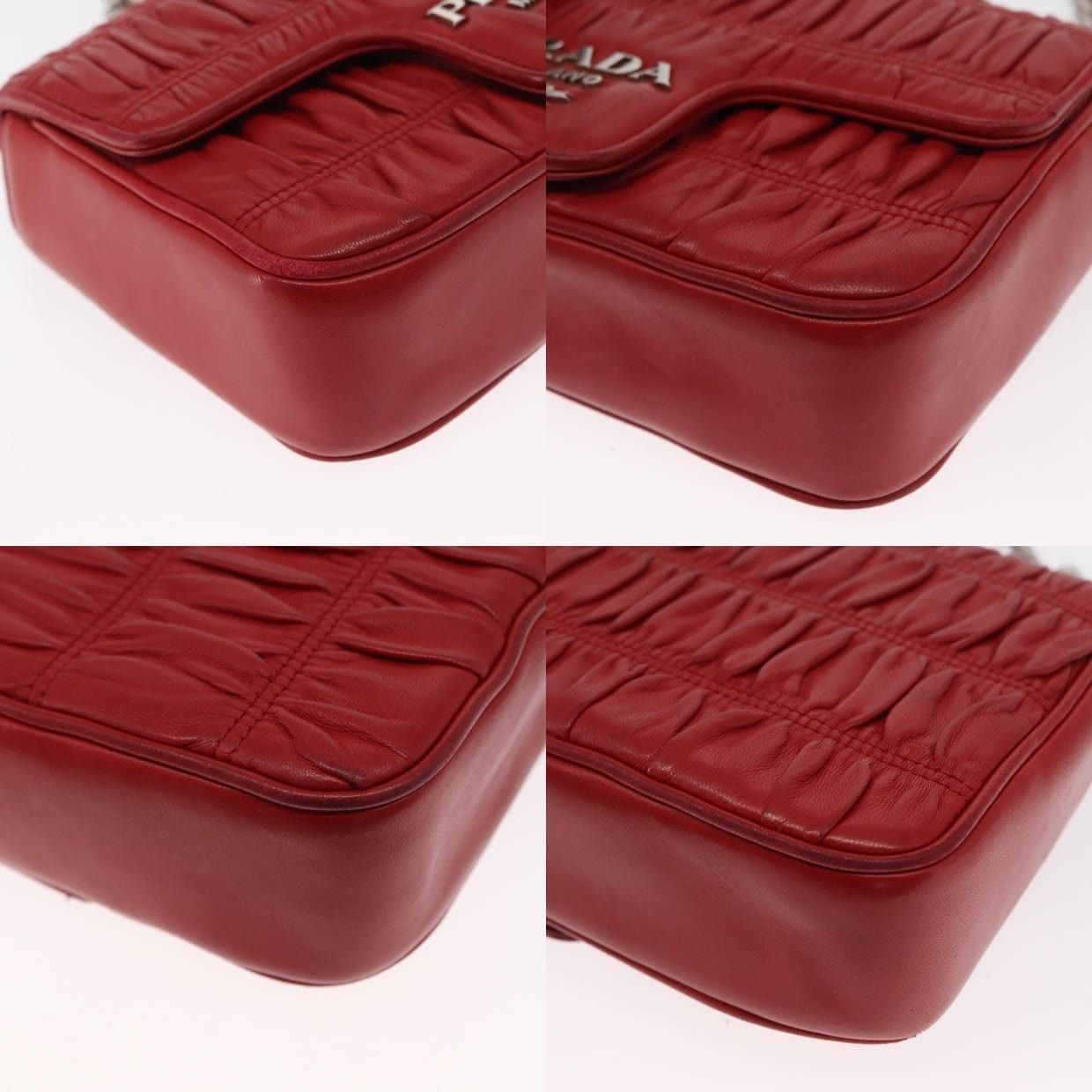 Prada Prada Leather Chain Nappa Goful Shoulder Bag Red Size ONE SIZE - 15 Thumbnail