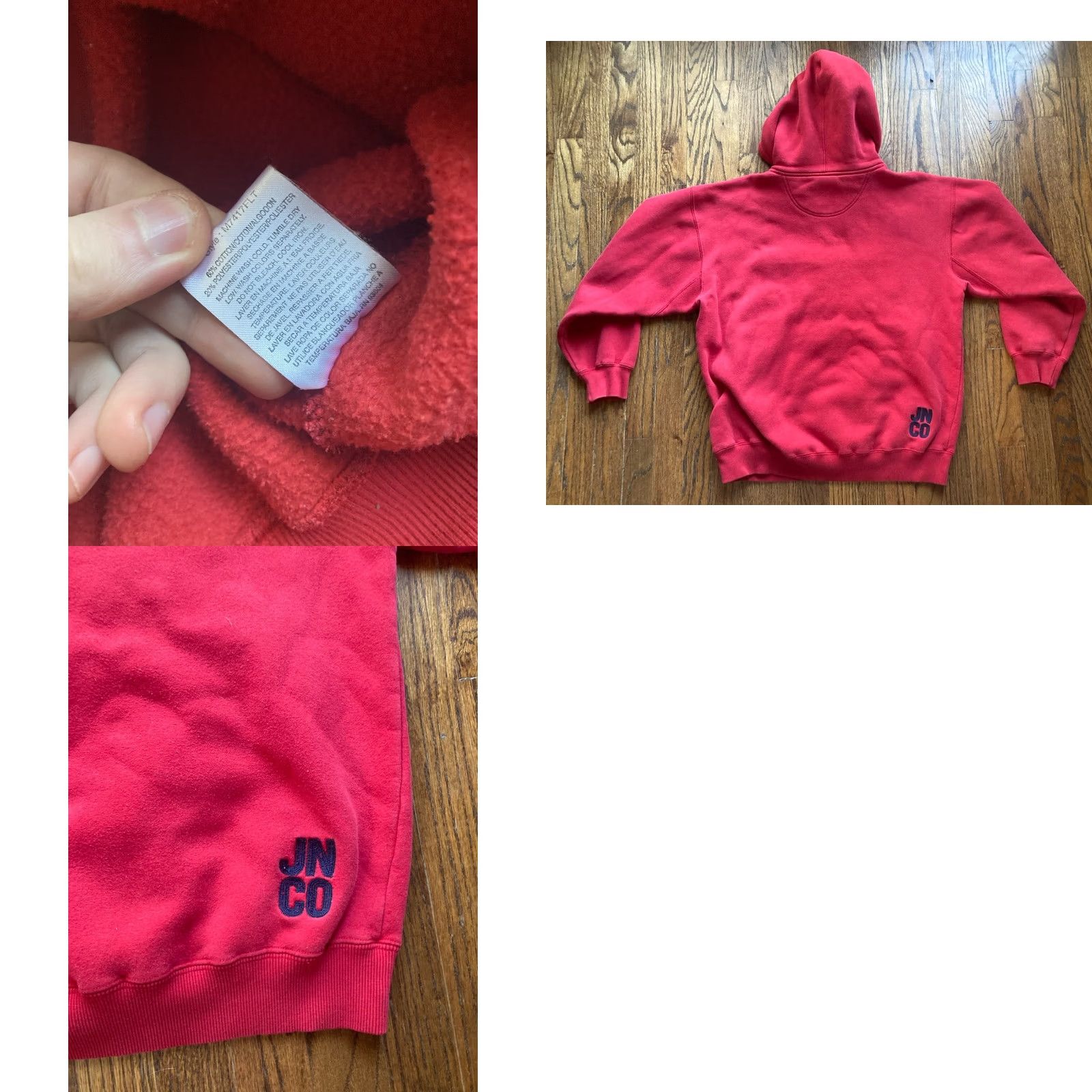 JNCO VINTAGE JNCO Hoodie Mens Large Red Heavyweight Crown Embroidered 90s Y2K Skateboarding Crew Neck Pullover Sleeves Long Pockets Hooded Size US L / EU 52-54 / 3 - 9 Thumbnail