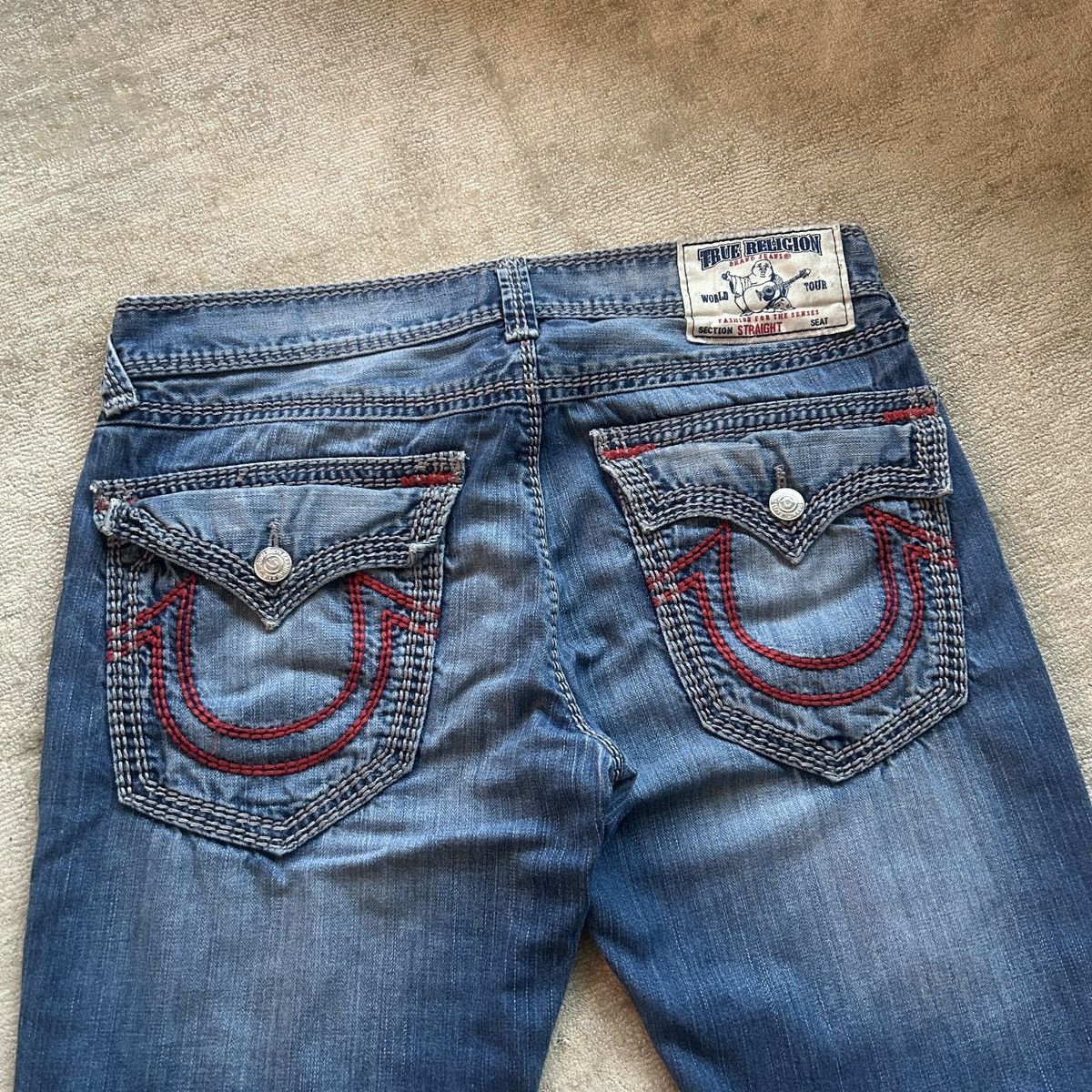 True Religion True Religion Straight Distressed Denim Jeans Size US 33 - 5 Thumbnail