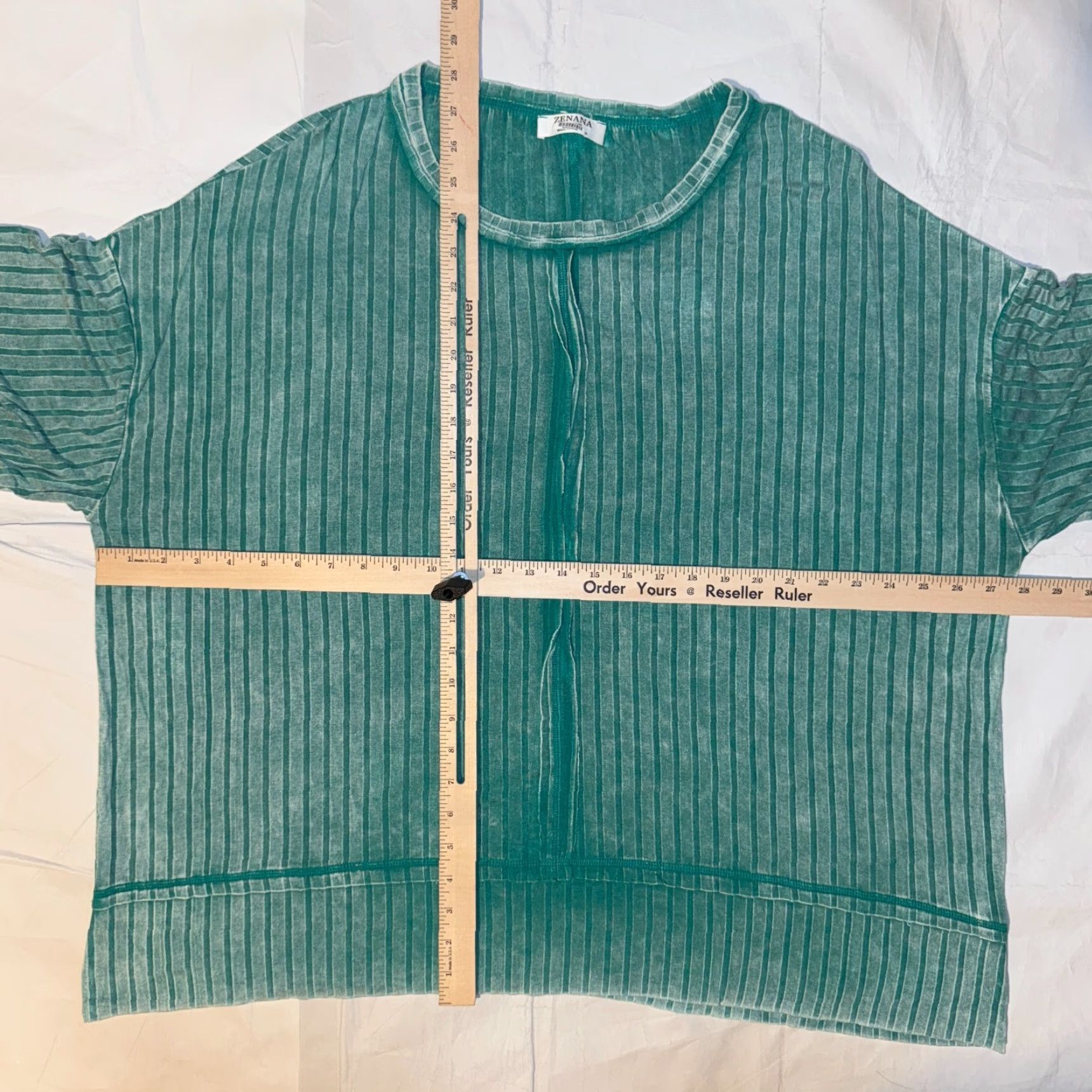 Vintage ZENANA T-Shirt Dolman Sleeve Boat Neck 2X Blue Raglan Ribbed Faded Washed Casual Casual Women Size XXL / US 16-18 / IT 52-54 - 3 Thumbnail
