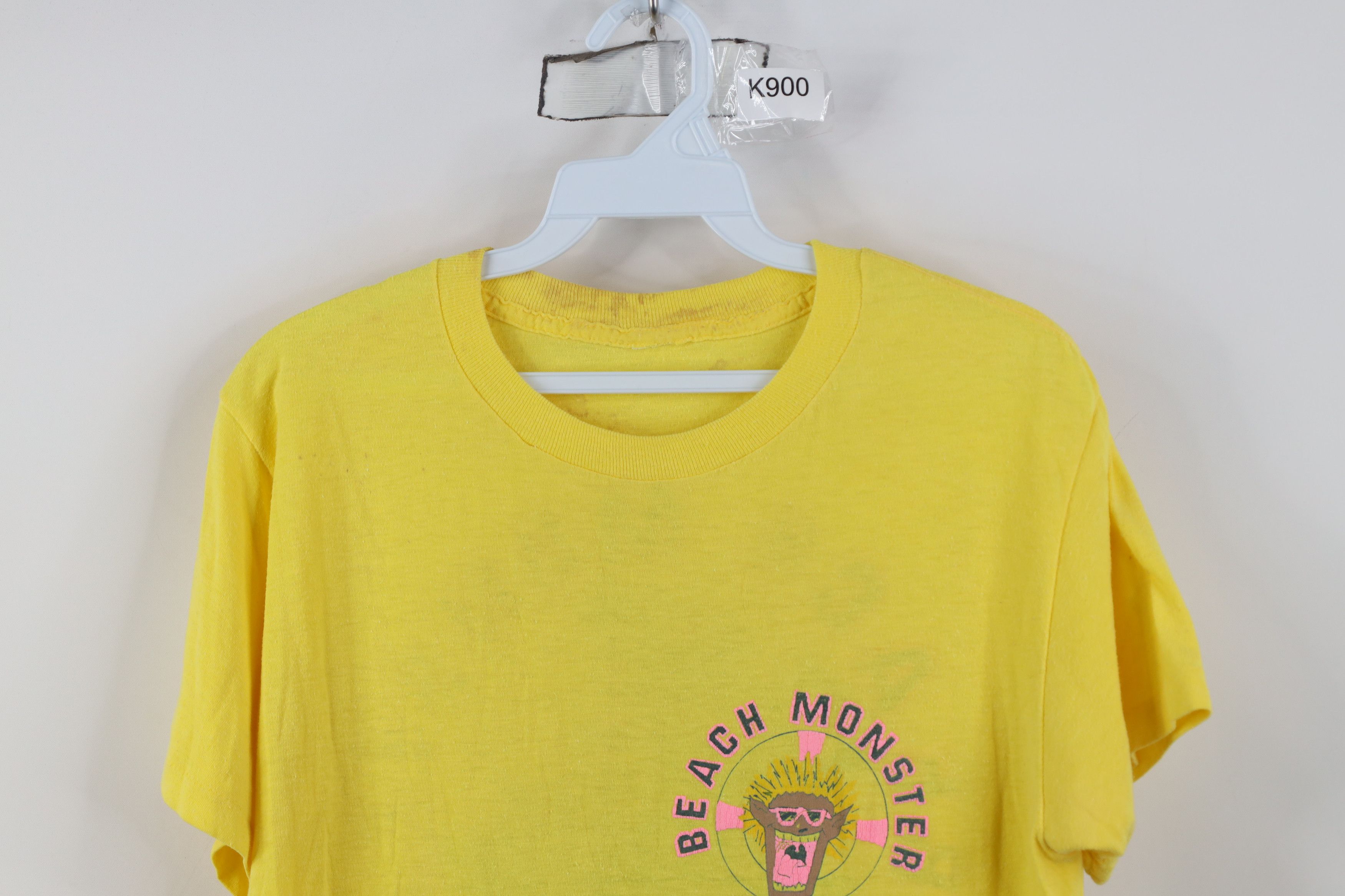 Vintage Vintage 80s 90s Streetwear Monster Surfing T-Shirt Yellow Size US S / EU 44-46 / 1 - 2 Thumbnail