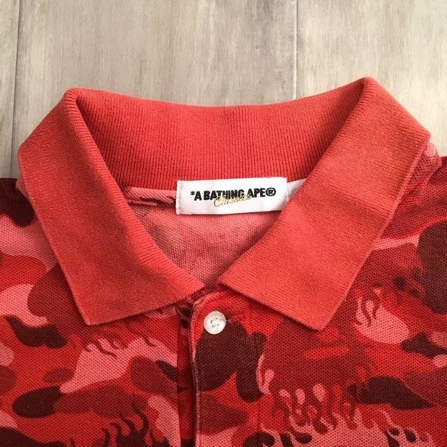 Bape × Nigo BAPE Red Fire camo Polo Shirt a bathing ape flame NIGO Size US L / EU 52-54 / 3 - 4 Thumbnail