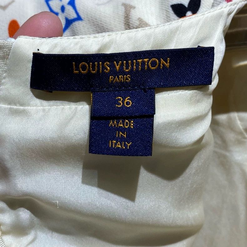 Louis Vuitton Louis Vuitton White Tri-color Old Flower Full Print Dress Size XS / US 0-2 / IT 36-38 - 3 Thumbnail