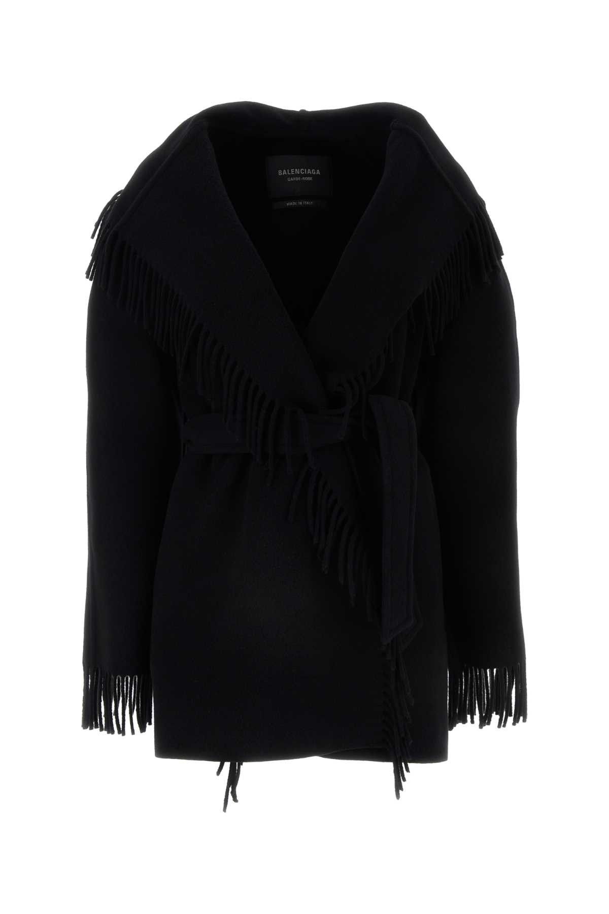 image of Balenciaga Black Wool Coat, Women's (Size Small)