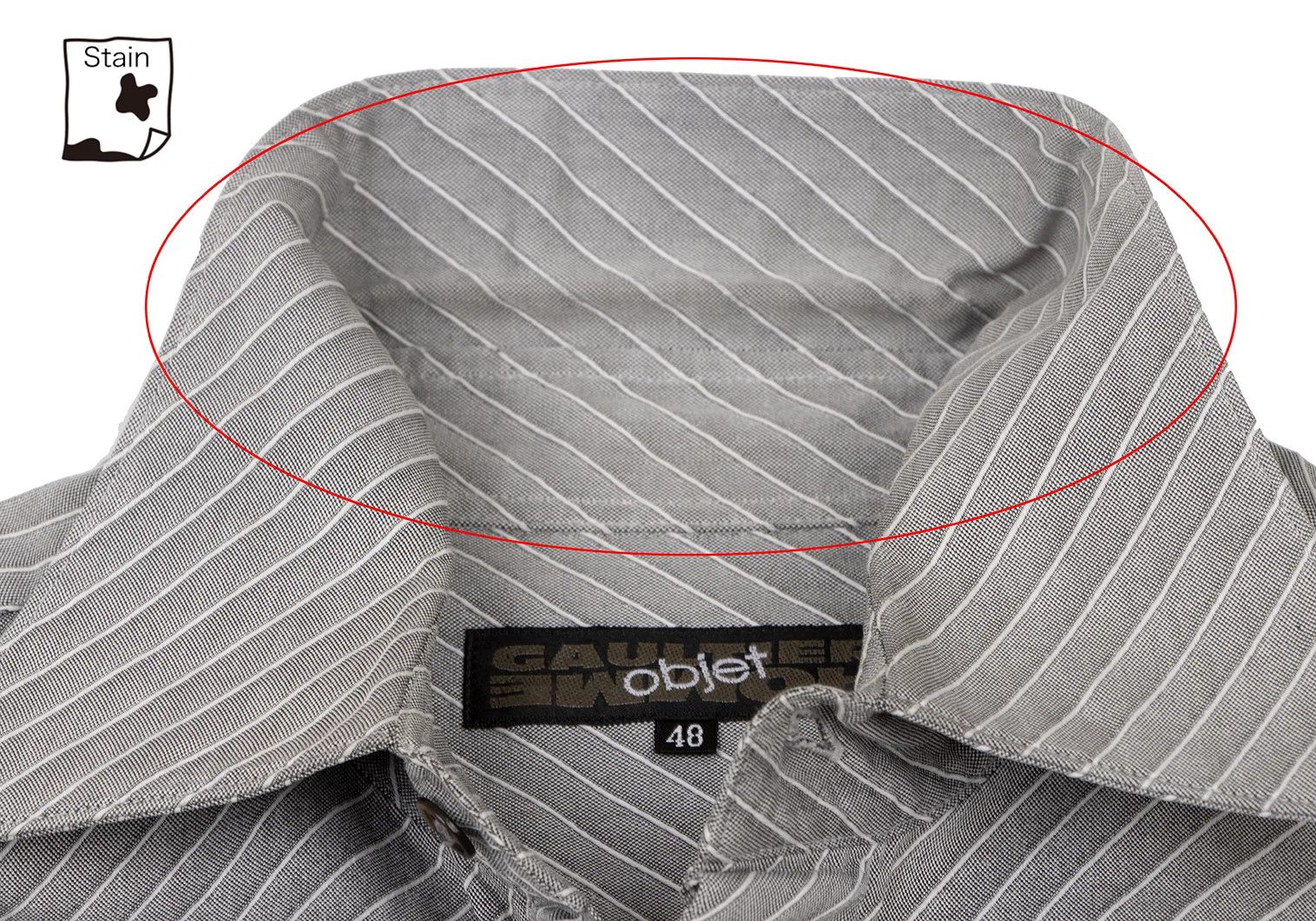 Jean Paul Gaultier Cotton Diagonal Stripe Dress Shirt in Grey and White, Size Size US M / EU 48-50 / 2 - 5 Thumbnail