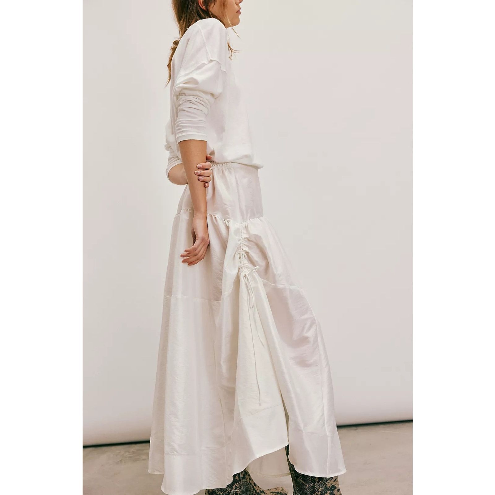 Free People New Emery Drop-Waist Midi Skirt $128 X-SMALL Lentil Sprout Size 26" / US 2 / IT 38 - 4 Thumbnail