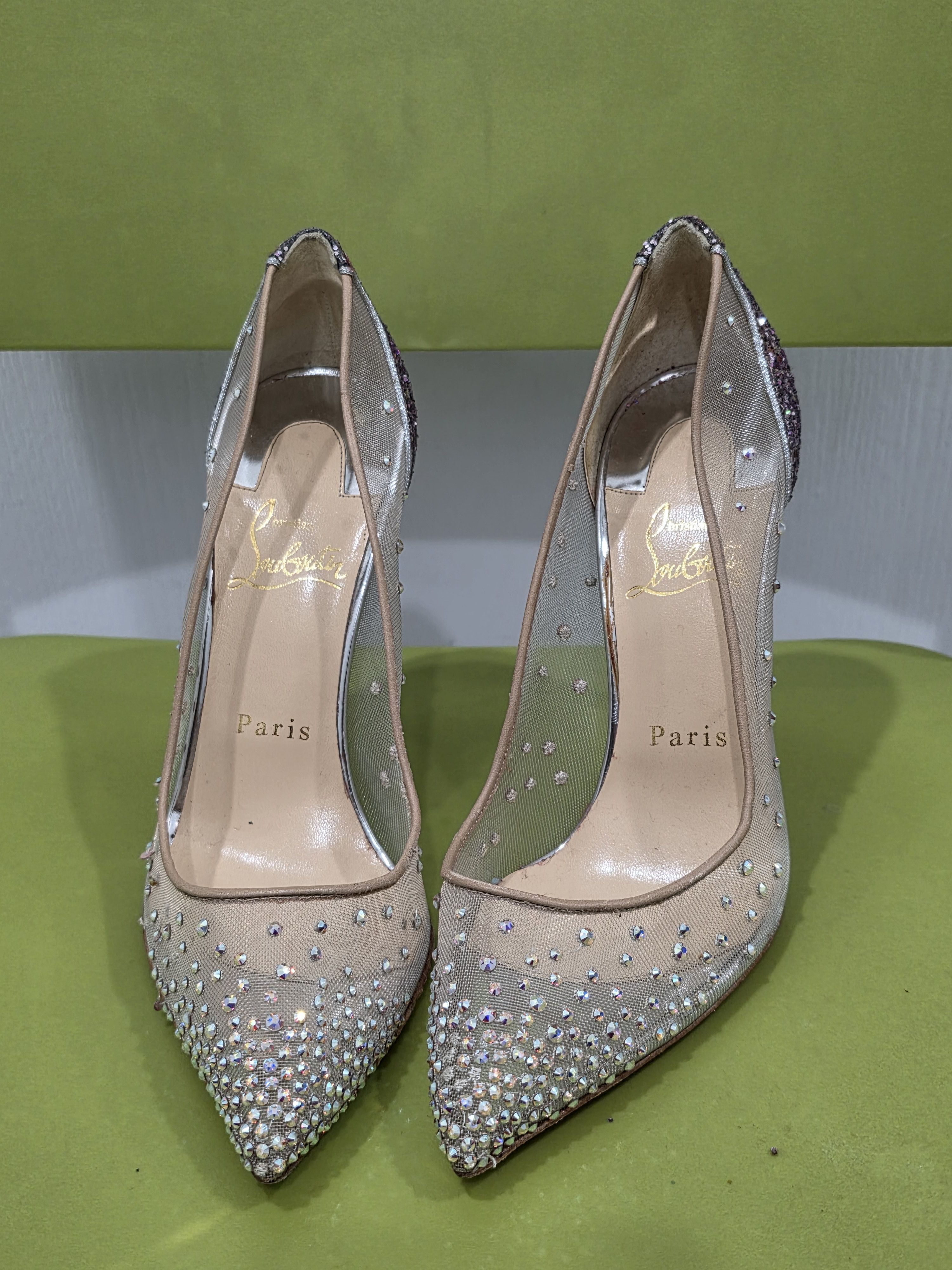 Christian Louboutin Christian Louboutin Follies Strass 100mm Crystal Pumps Size US 7 / IT 37 - 4 Thumbnail