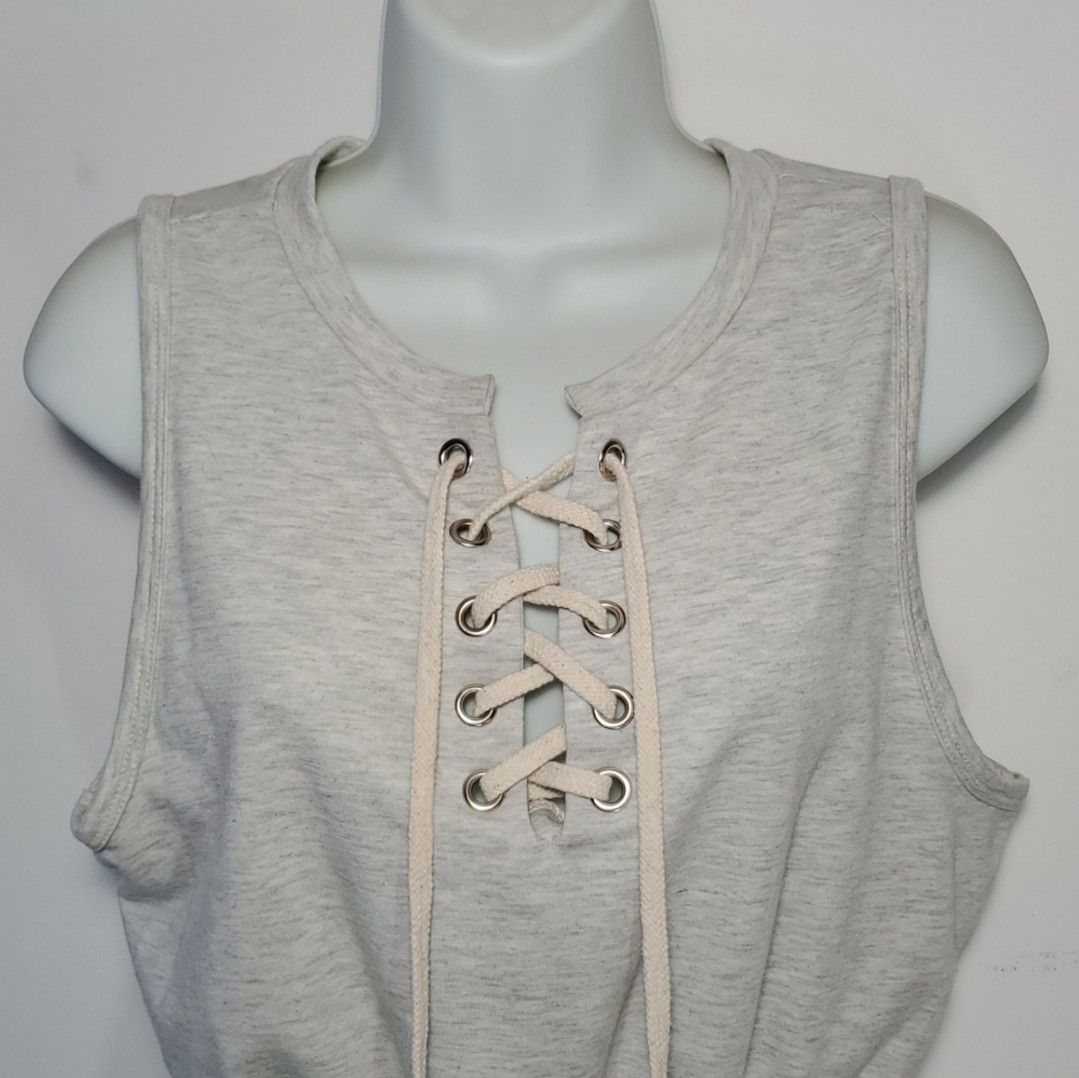 Fashion Nova Fashion Nova Size L Romper Grey Jersey Stretchy Tie Lace Up Size 34" / US 12 / IT 48 - 7 Thumbnail