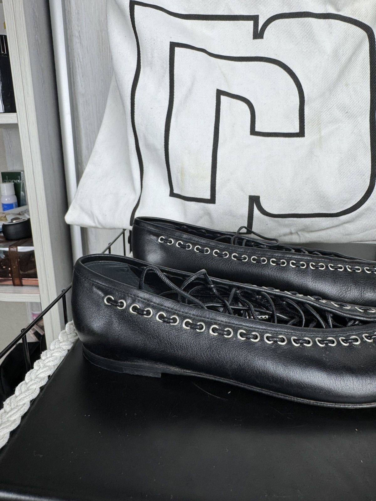 Paco Rabanne Paco Rabanne black leather ballet flats ballerina w dust bag Size US 6 / IT 36 - 2 Thumbnail