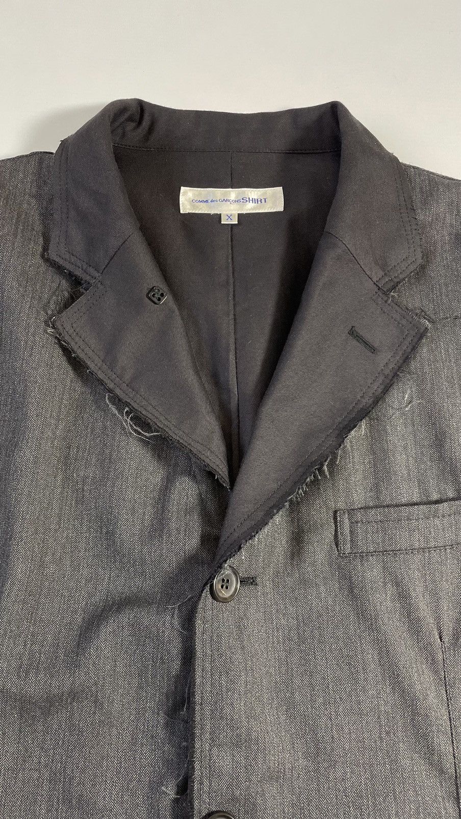 Comme des Garcons Herringbone Wool ‘Raw Edge’ Blazer Size 38R - 3 Thumbnail