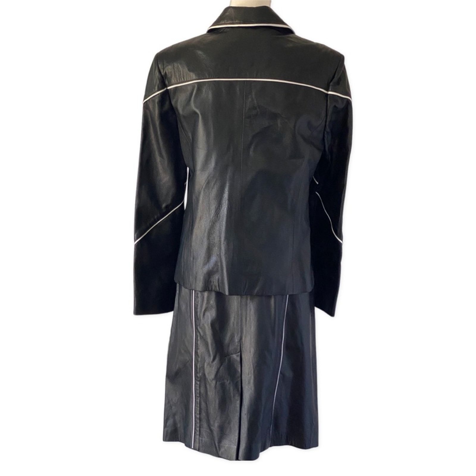 DC Vintage DC Collection Black Leather Skirt Suit Set Size L / US 10 / IT 46 - 3 Thumbnail