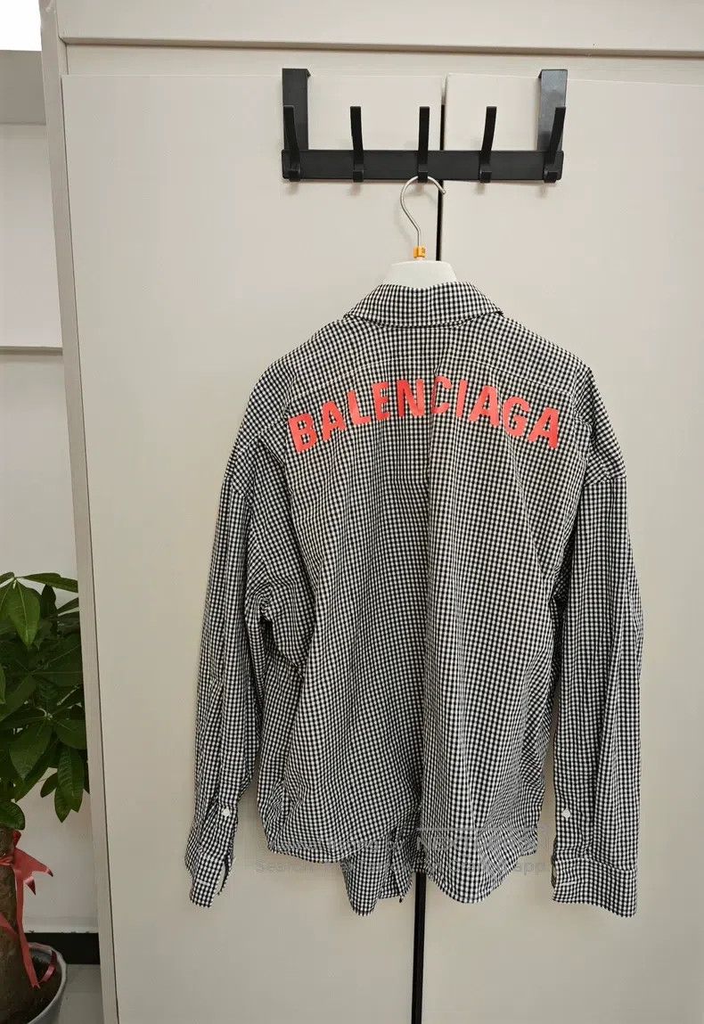 Balenciaga Balenciaga Long Sleeve Black and White Plaid Shirt with Ba Size XS / US 0-2 / IT 36-38 - 2 Thumbnail