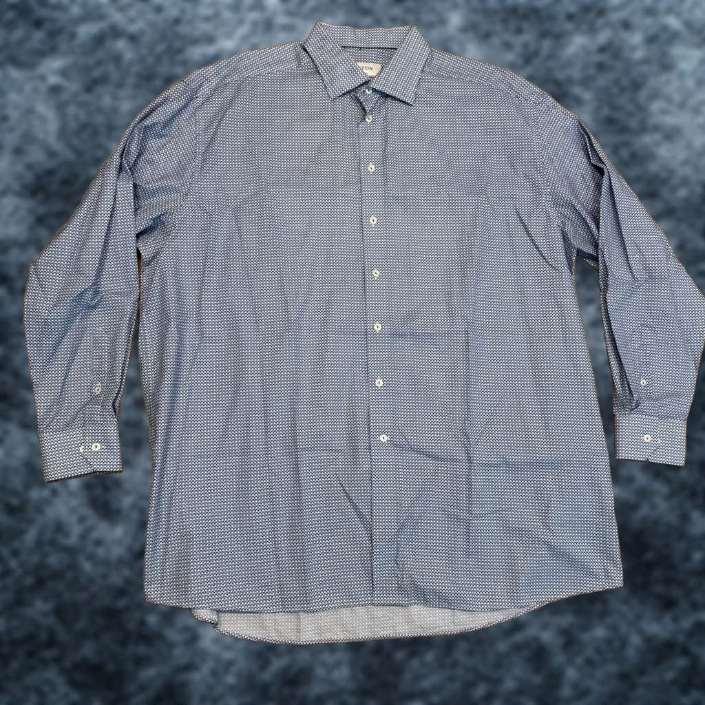 Eton Eton Dress Shirt Men Blue Twill Long Sleeve 18 Geometric Button Up Shirt - Regular, 100% Cotton, Spread Collar Size US XXL / EU 58 / 5 - 1 Thumbnail