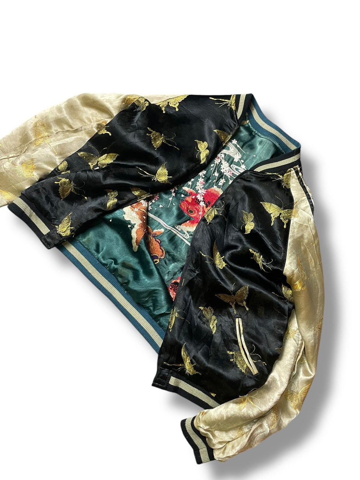 Vintage Japanese Classic Script Goldfish Embroidered Sukajan (105) Size US XL / EU 56 / 4 - 14 Thumbnail