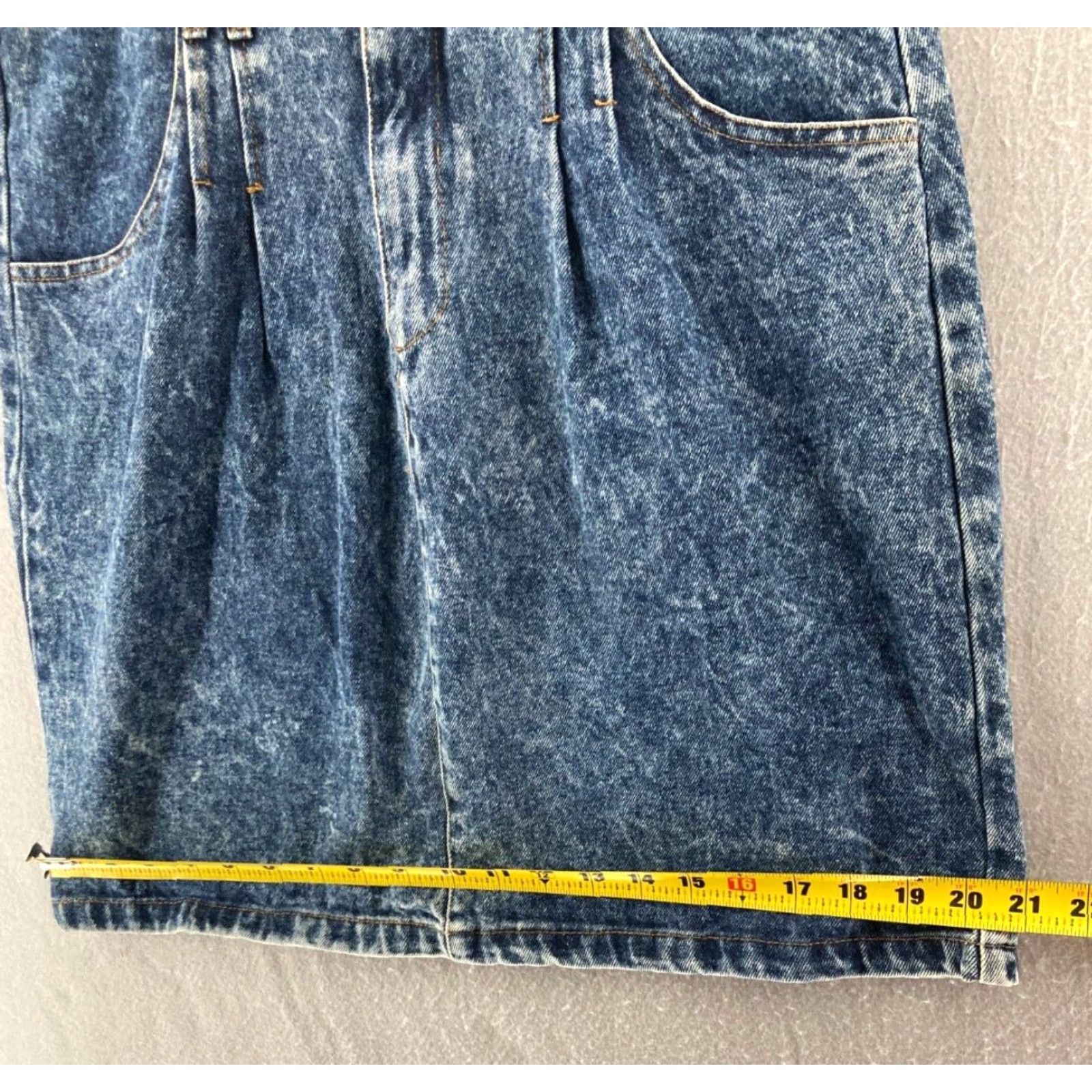 Denime VINTAGE Fragile Denim Skirt Womens 13 Blue Stonewashed A-Line 80s 90s Womens Size 34" / US 12 / IT 48 - 3 Thumbnail