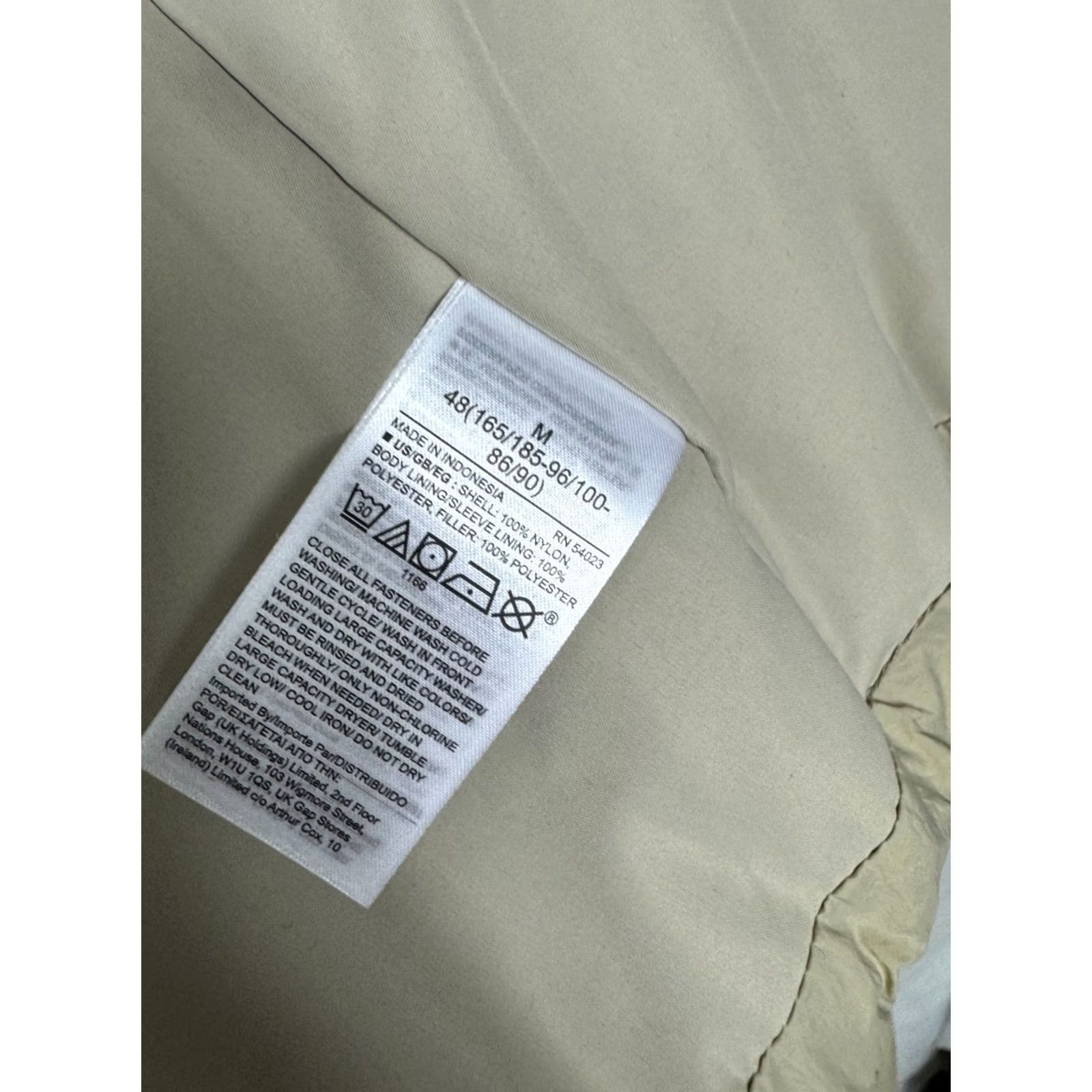 Gap Gap Puffer Jacket Mens Medium Beige Lightweight Upcycled Coat Snap button Pocket Size US M / EU 48-50 / 2 - 5 Thumbnail