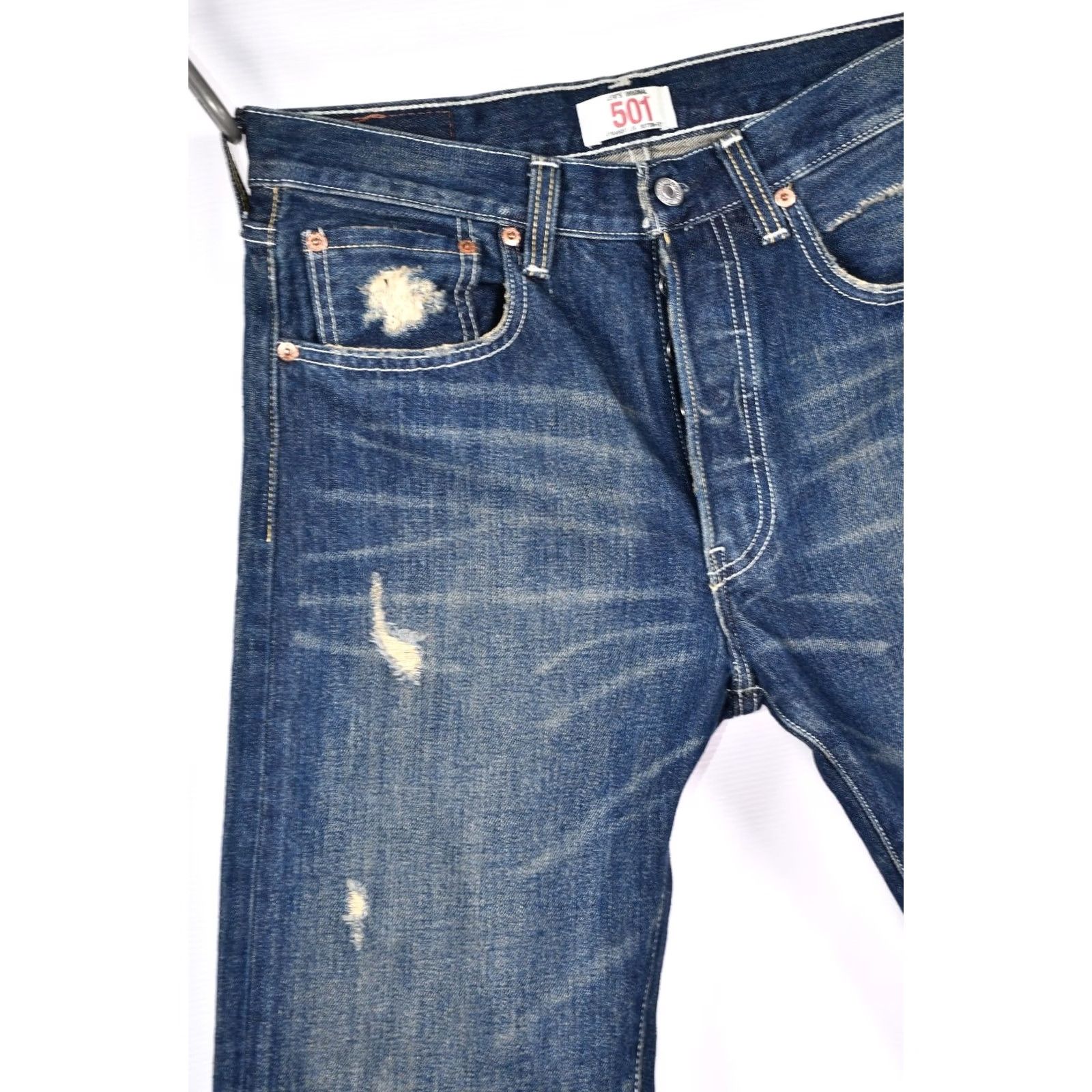 Levi's Levi's 501 Jeans Distressed Mens W31/L30 Straight Button Fly Casual Blue Denim 5-Pocket Vintage No N/A Size US 31 - 7 Thumbnail