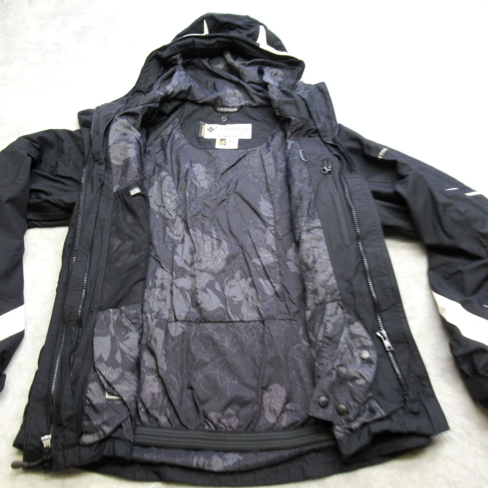Vintage Columbia Jacket Womens Medium Black Titanium Hooded Pockets Full Zip 3in1 SHELL Size M / US 6-8 / IT 42-44 - 2 Thumbnail