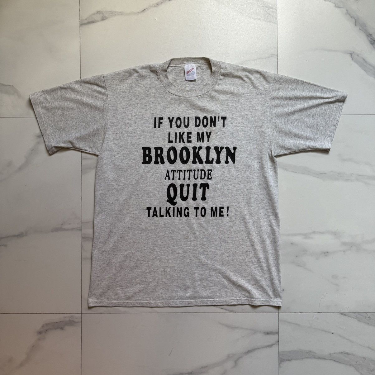Jerzees Vintage 90s Brooklyn Attitude T-Shirt Size US XL / EU 56 / 4 - 2 Thumbnail