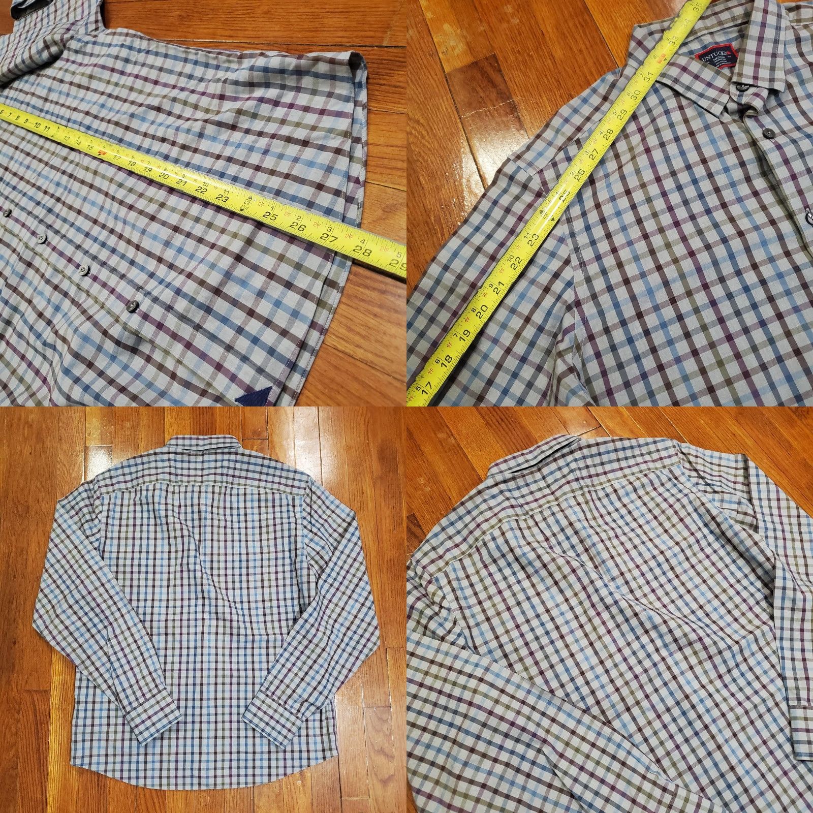 UNTUCKit UNTUCKit Shirt Mens Medium Gray Plaid Gilliard WF Button Down Long Sleeve Casual Size US M / EU 48-50 / 2 - 8 Thumbnail