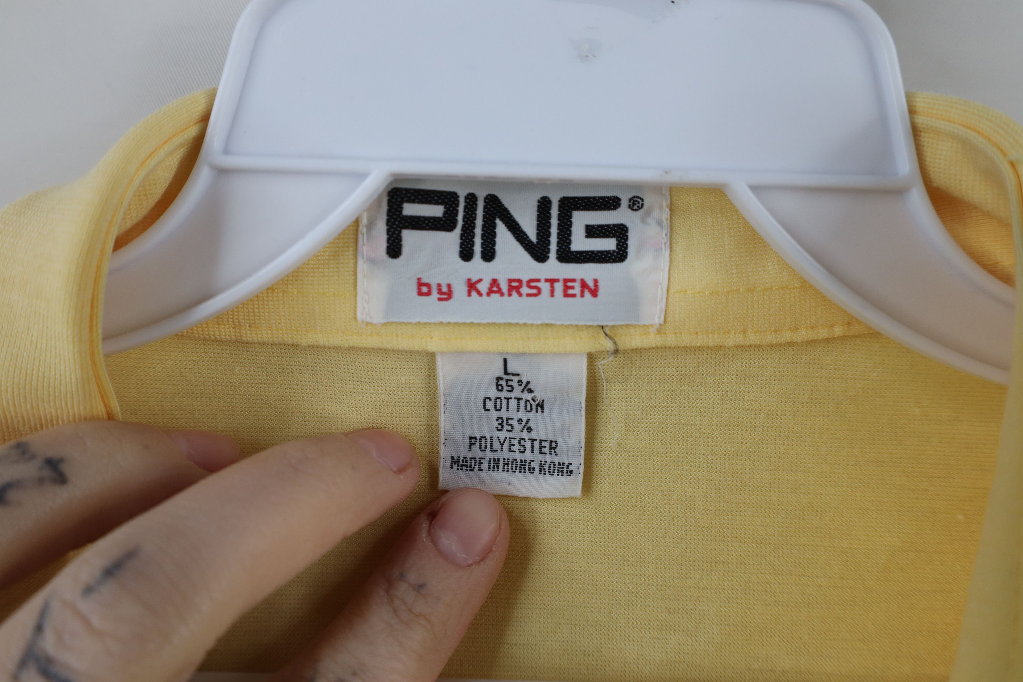 PING × Vintage Vintage 80s 90s Ping Golf Knit Golfing Polo Shirt Yellow Size US L / EU 52-54 / 3 - 8 Thumbnail