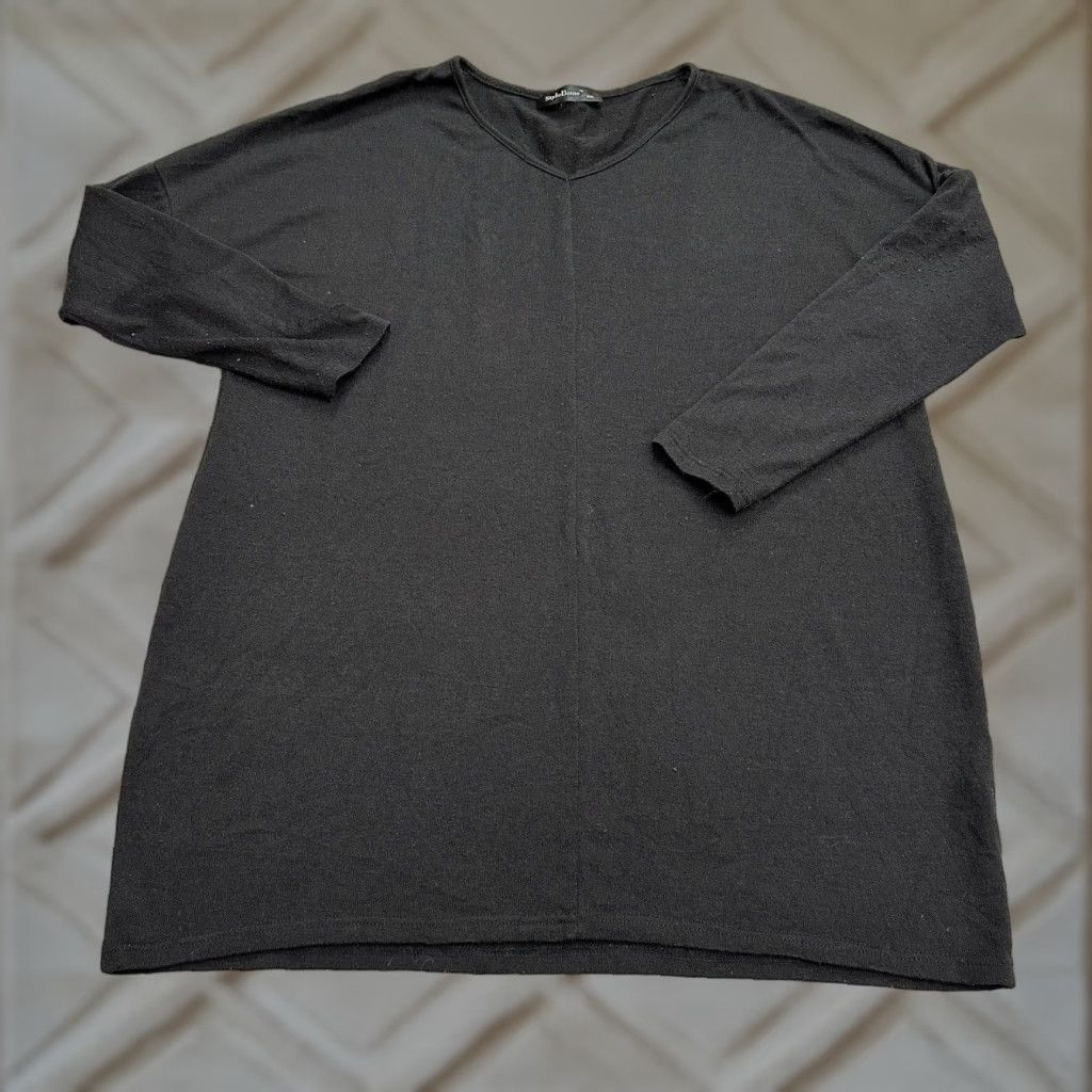 Vintage Style Dome Shift Dress Womens XXL Black V-Neck Knit Sweater Dress Long Sleeve Casual Size XXL / US 16-18 / IT 52-54 - 1 Thumbnail