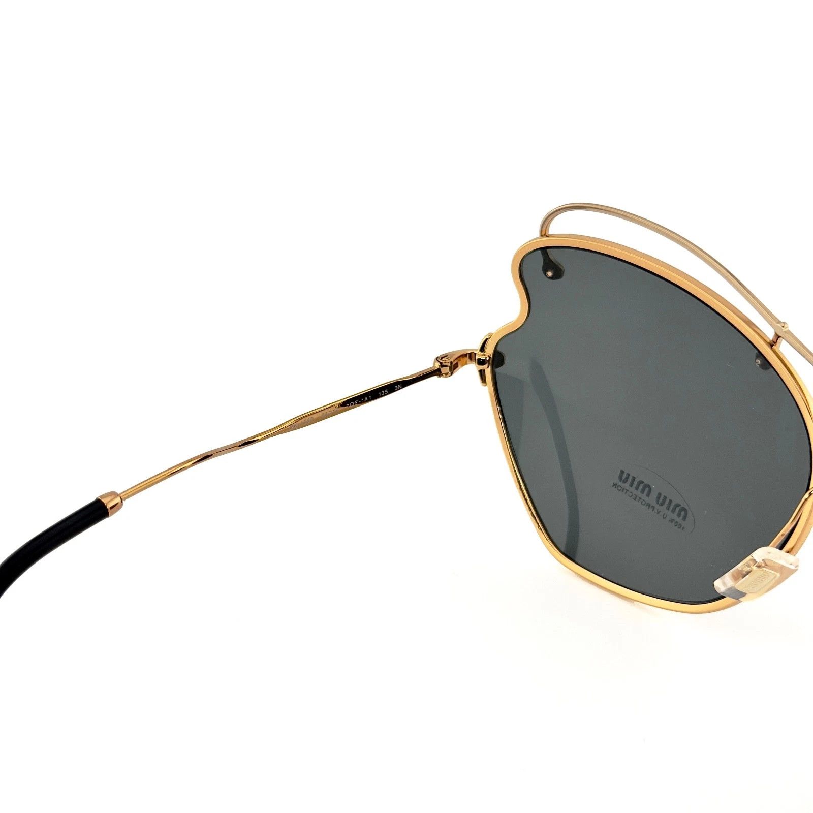 Miu Miu MIU MIU MU56RS SCENIQUE Butterfly 56R Black Gold Sunglasses Size ONE SIZE - 2 Thumbnail
