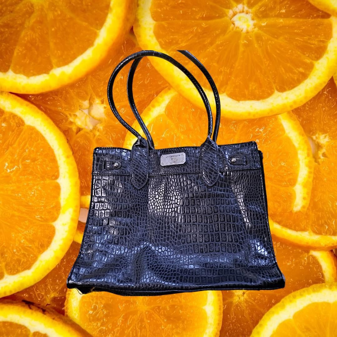 Liz Claiborne Liz Claiborne Faux Snake Skin Black Satchel Hand Bag Shoulde Size ONE SIZE - 1 Thumbnail