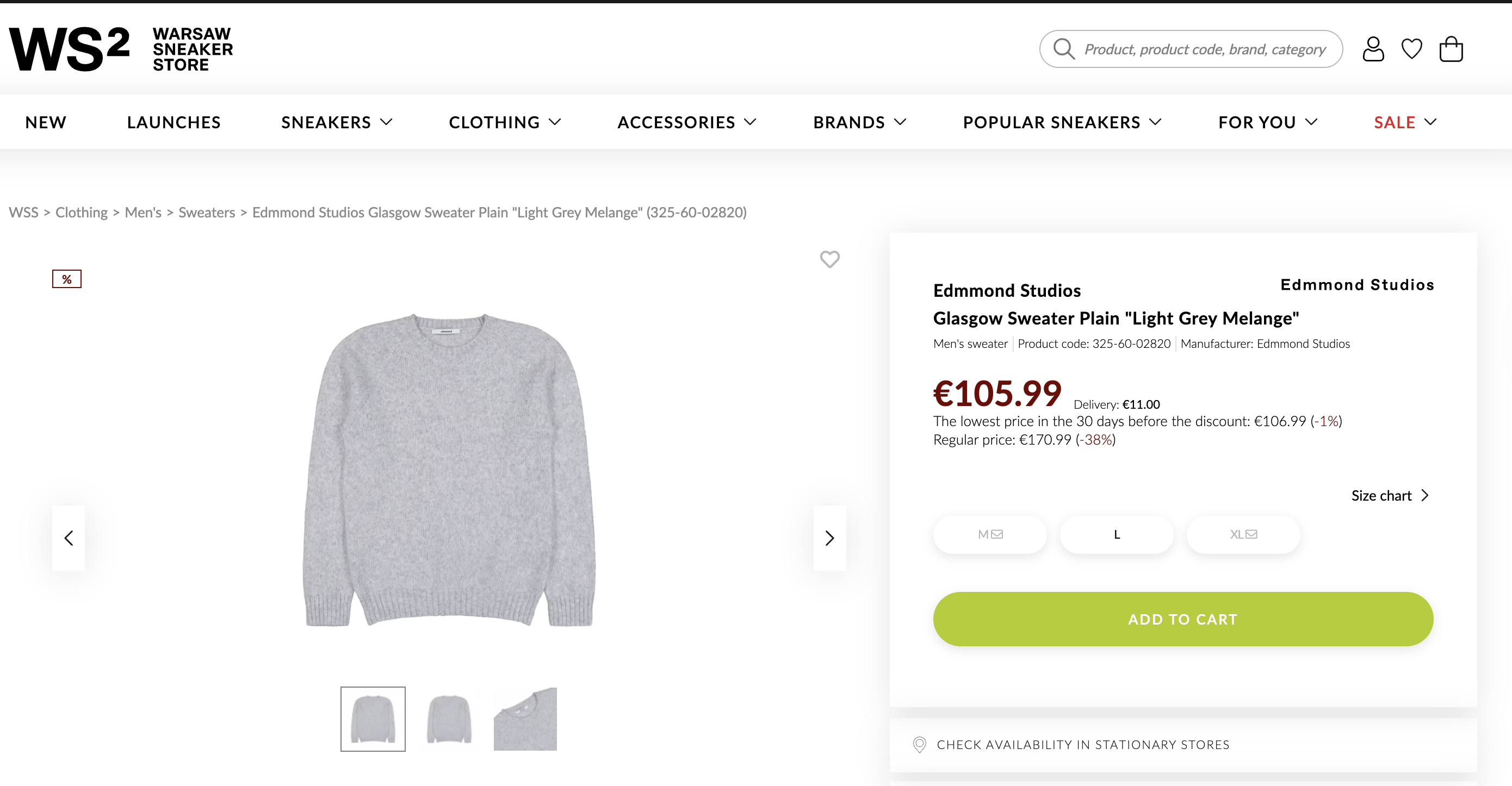 Other Glasgow Sweater in "Light Grey Melange" Size US M / EU 48-50 / 2 - 4 Thumbnail