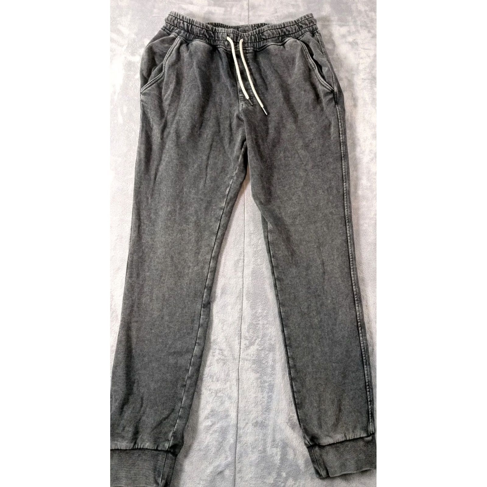 Vintage Fair Harbor Jogger Pants Casual Men's S Gray Cotton Polyester Spandex Elastic Waist Logo Zipper Slim Straight 28in Inseam Modern Everyday Classic Size US 29 - 2 Thumbnail