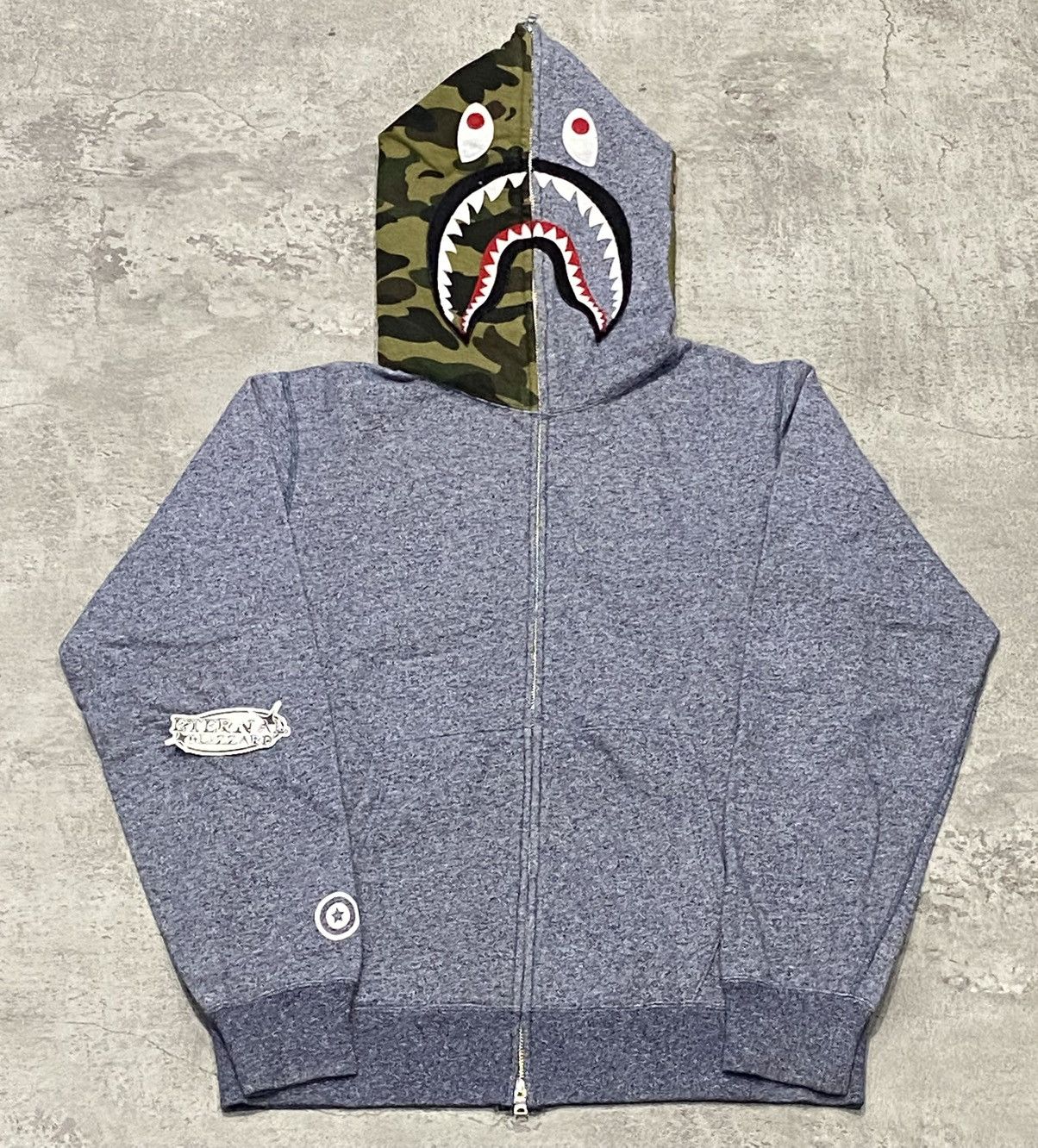 Bape Bape Shark Heather Gray Fullzip Hoodie Size US XL / EU 56 / 4 - 1 Thumbnail