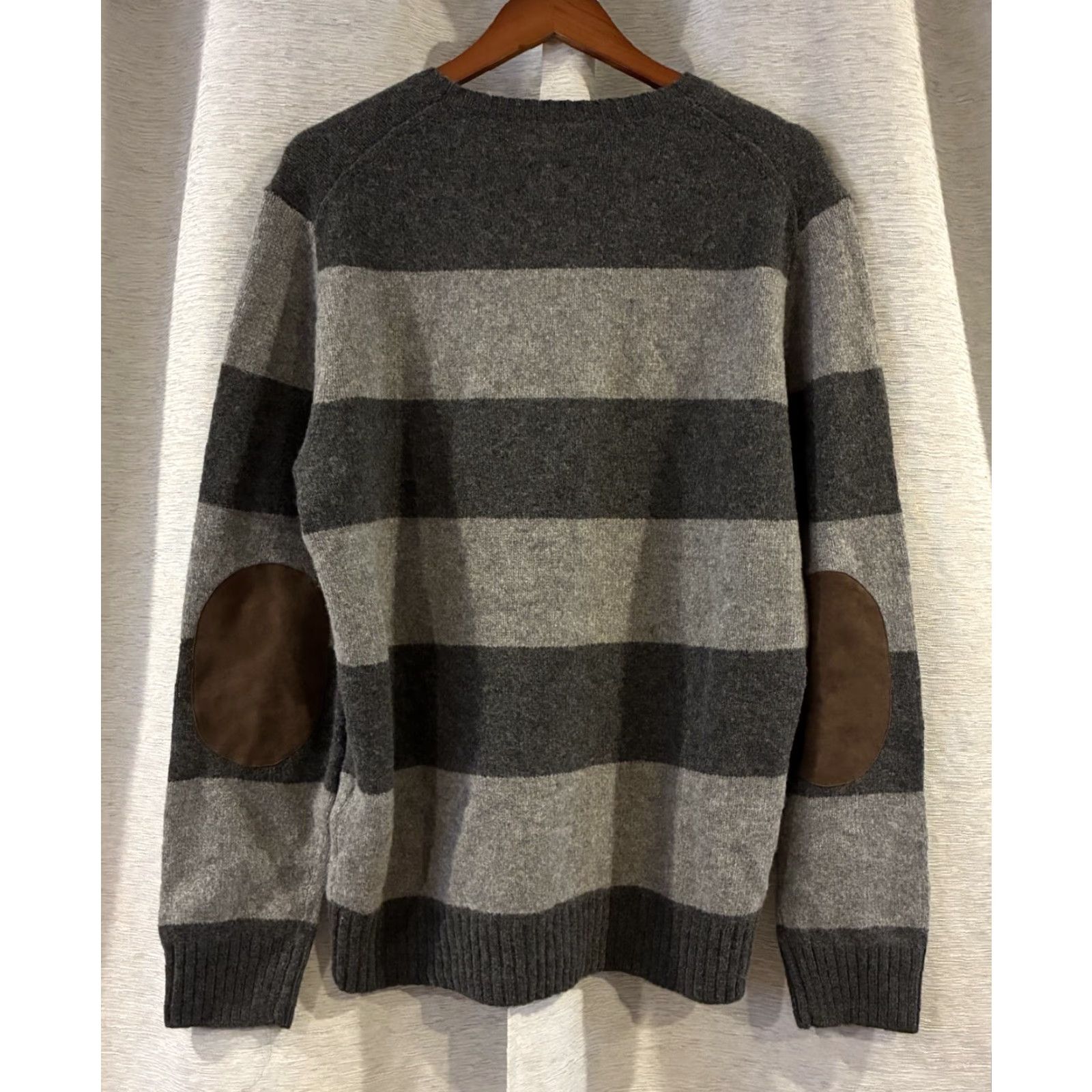 Ralph Lauren Polo Ralph Lauren Men Wool Cashmere Striped Crew Neck Elbow-Patch Gray Sweater Size L Size US L / EU 52-54 / 3 - 4 Thumbnail