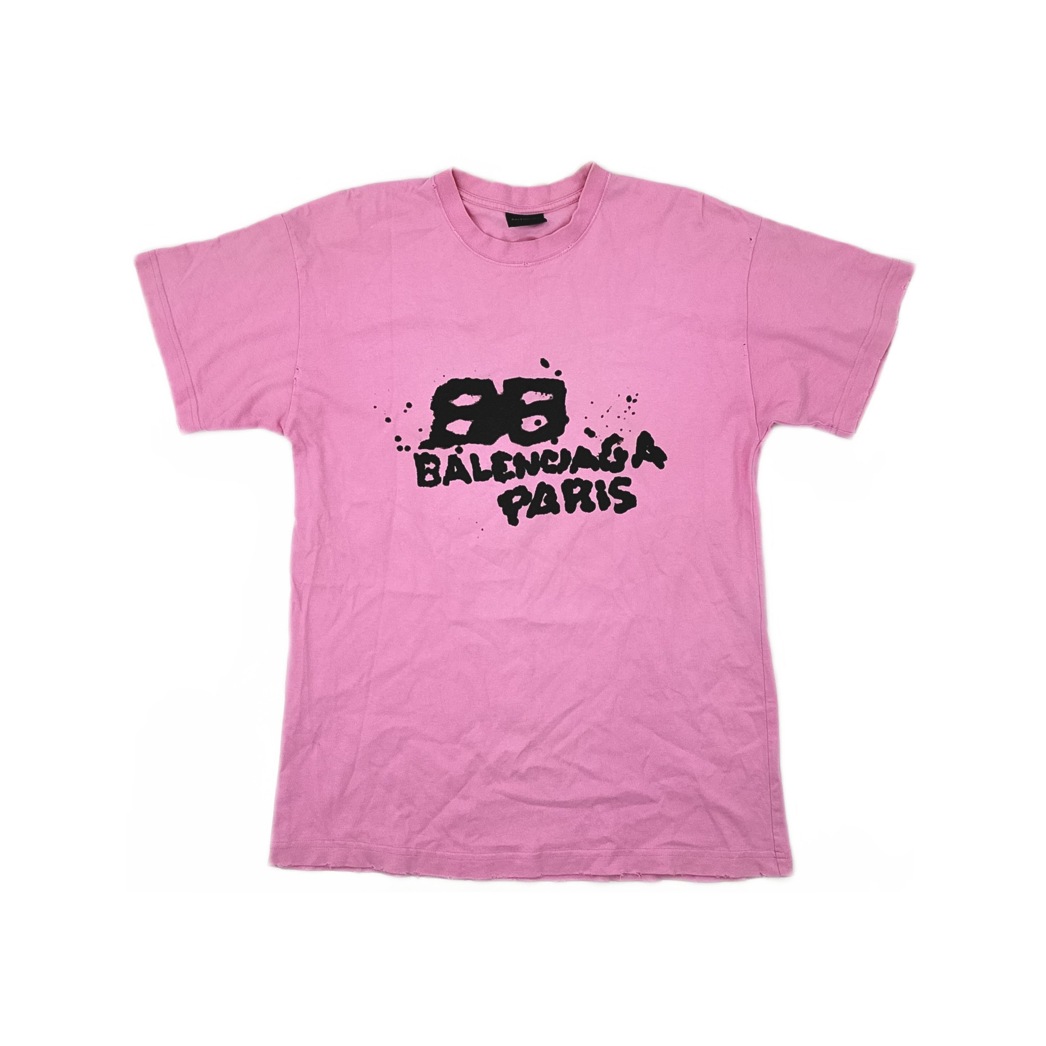Balenciaga Balenciaga Pink Hand Drawn BB Icon T-Shirt Size S Size S / US 4 / IT 40 - 1 Thumbnail