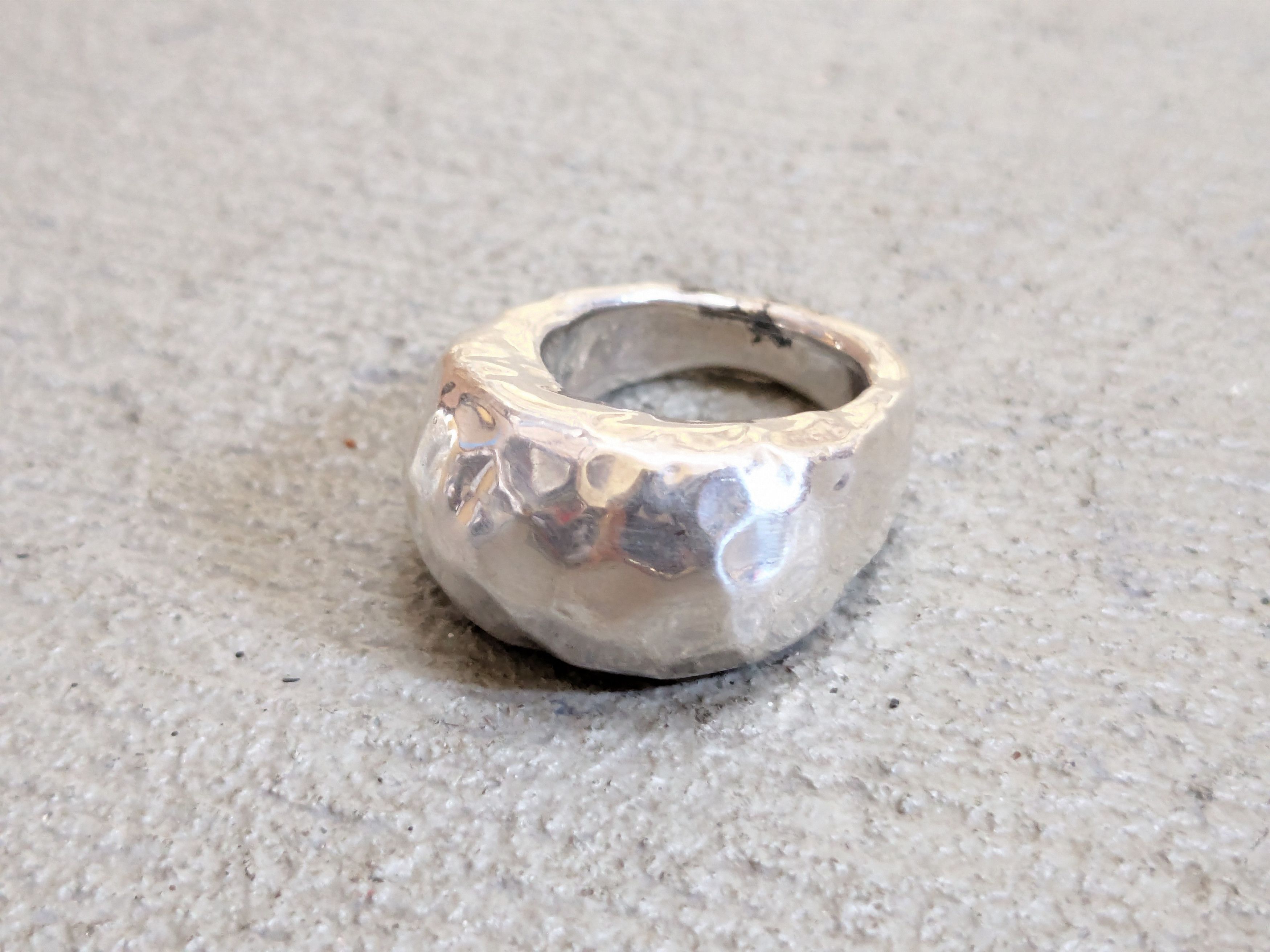 Jewelry Vintage Sterling Silver Ring 7 Modern Hammered Abstract Size ONE SIZE - 5 Thumbnail