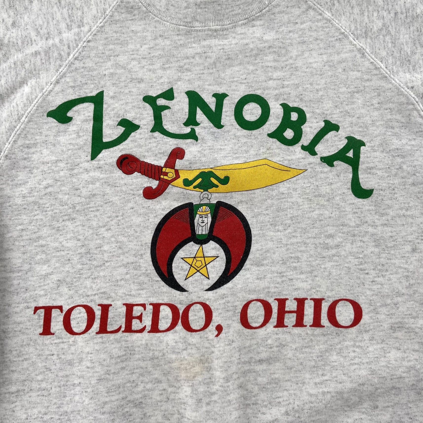 Vintage VINTAGE Zenobia Shrine Gray Pullover Sweater Adult Large Mens Logo Toledo Ohio Santee Cotton Blend 70s 80s Graphic Print Pullover Size US L / EU 52-54 / 3 - 3 Thumbnail