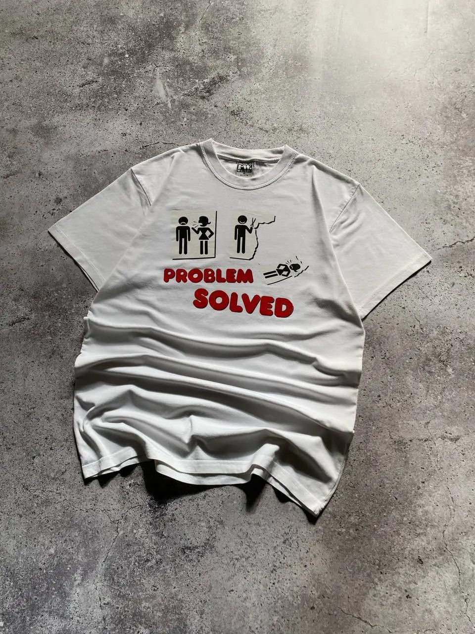 Vintage CRAZY Y2K PROBLEM SOLVED HUMOR VINTAGE T SHIRT Size US M / EU 48-50 / 2 - 2 Thumbnail