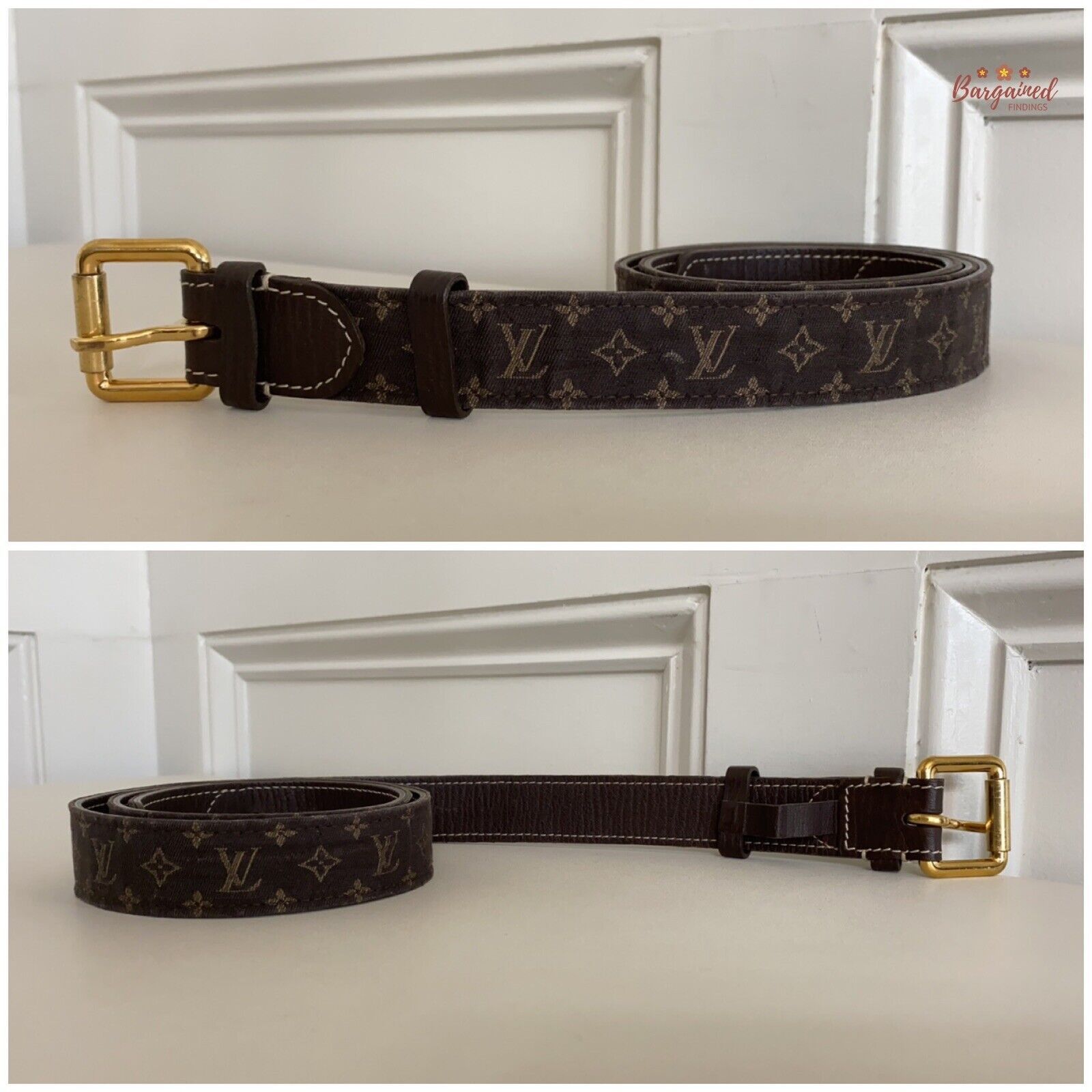 Louis Vuitton Louis Vuitton Monogram Mini Lin Canvas Leather Buckle Belt Size 32 - 2 Thumbnail