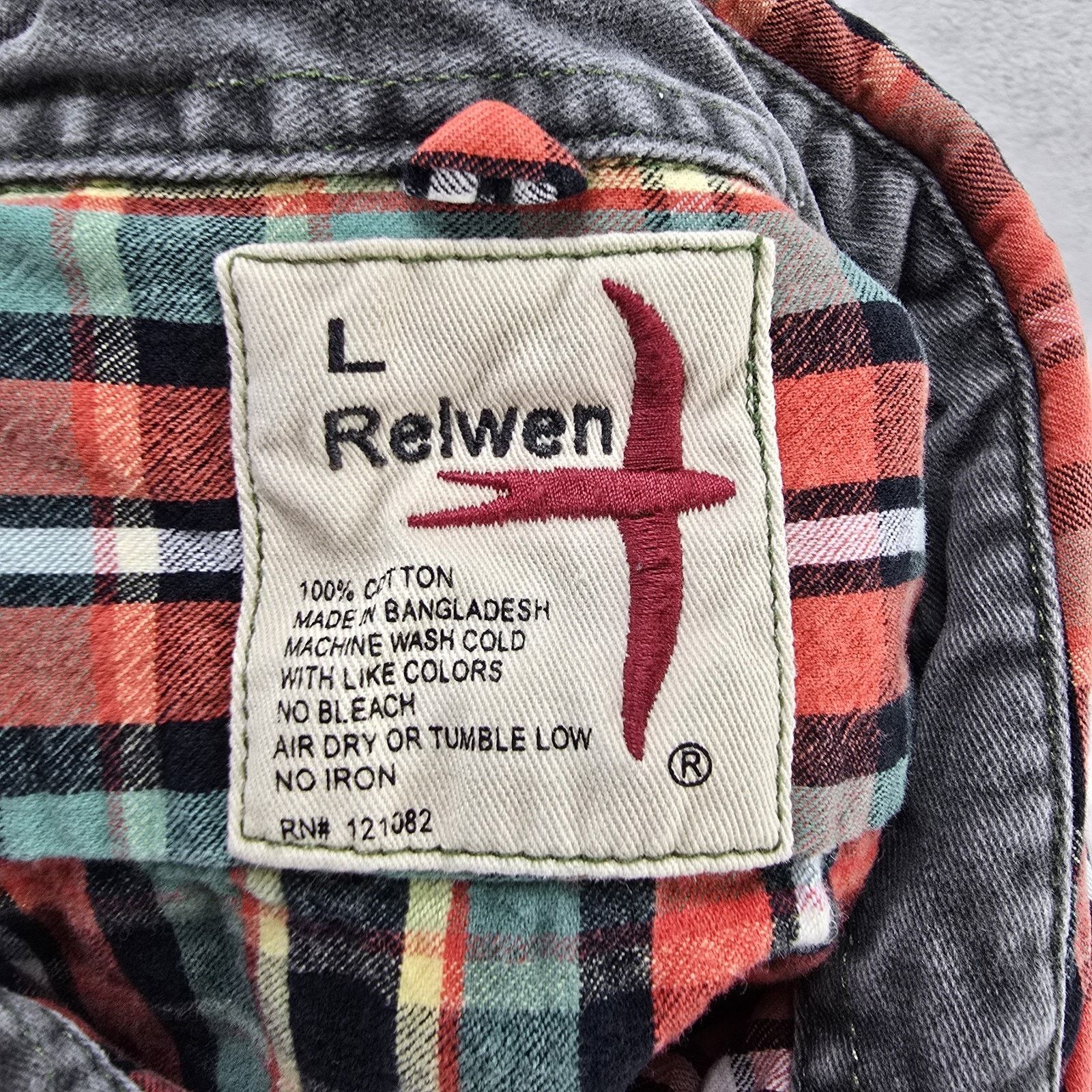 Relwen Relwen Plaid Long Sleeve Button Up Shirt Mens Large Flannel Size US L / EU 52-54 / 3 - 6 Thumbnail