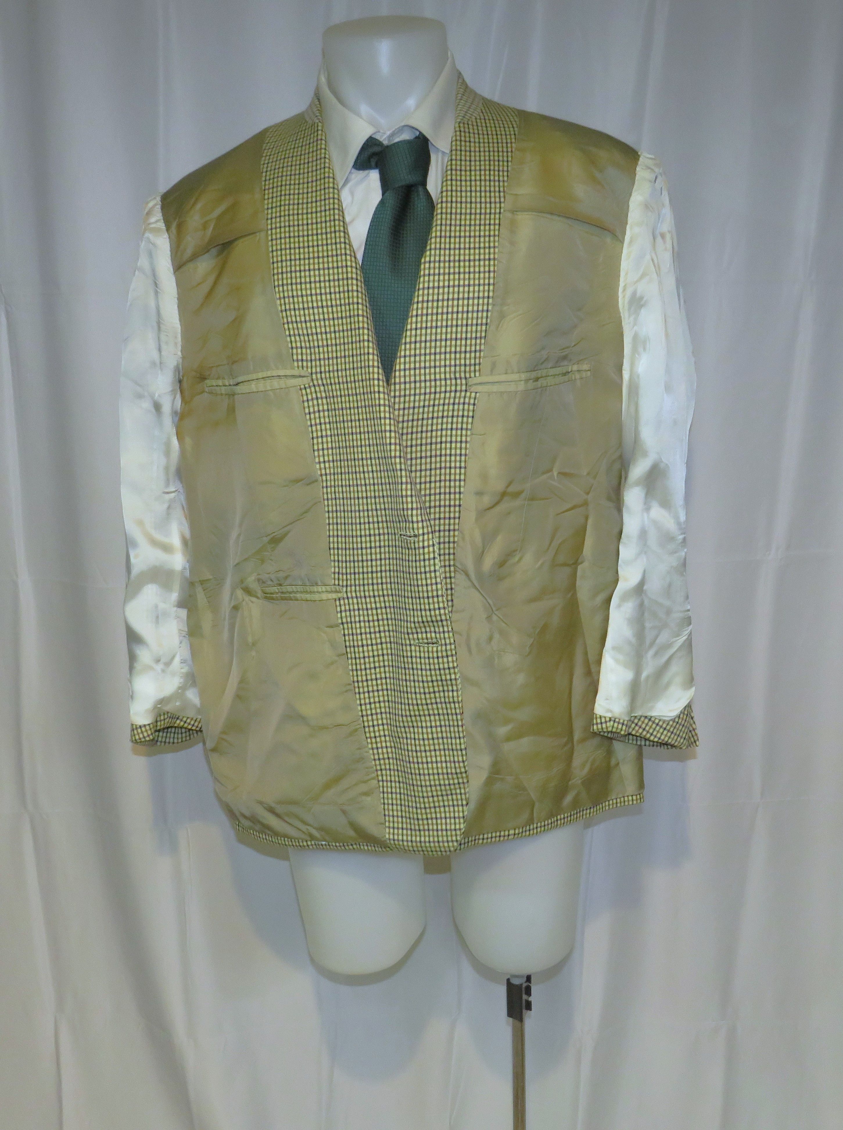 Henry Poole Savile Row Bespoke Cream Checked Two Button Sport Coat 44R Size 44R - 11 Thumbnail
