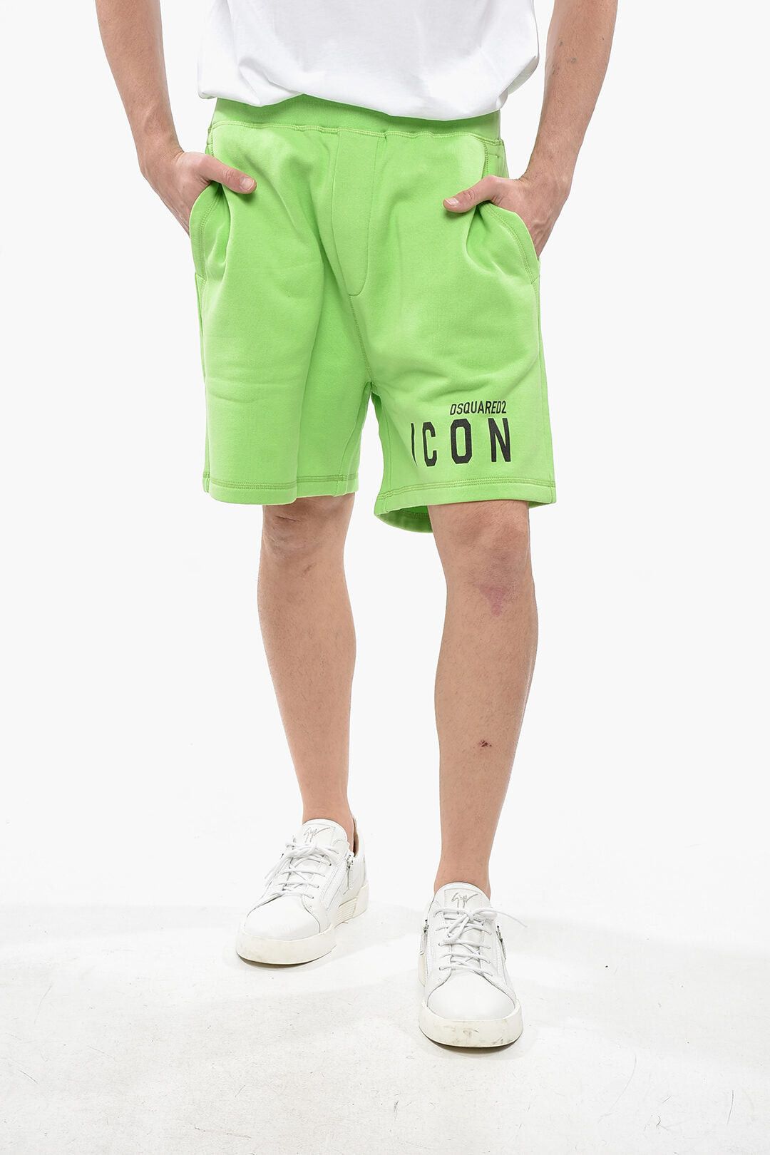 Dsquared2 ICON Solid-Color Fleece Shorts RELAX FIT with Contrast Logo Size US 30 / EU 46 - 1 Thumbnail