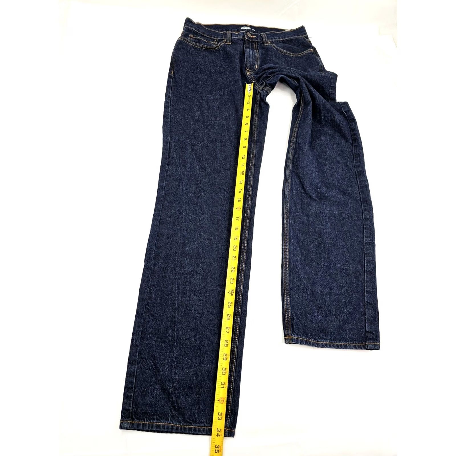 Old Navy Old Navy Dark Wash Loose Fit Straight Leg Jeans 31x34 Men Regular 5-Pocket Denim Cotton Blue EUC 90s Theme Size US 31 - 3 Thumbnail