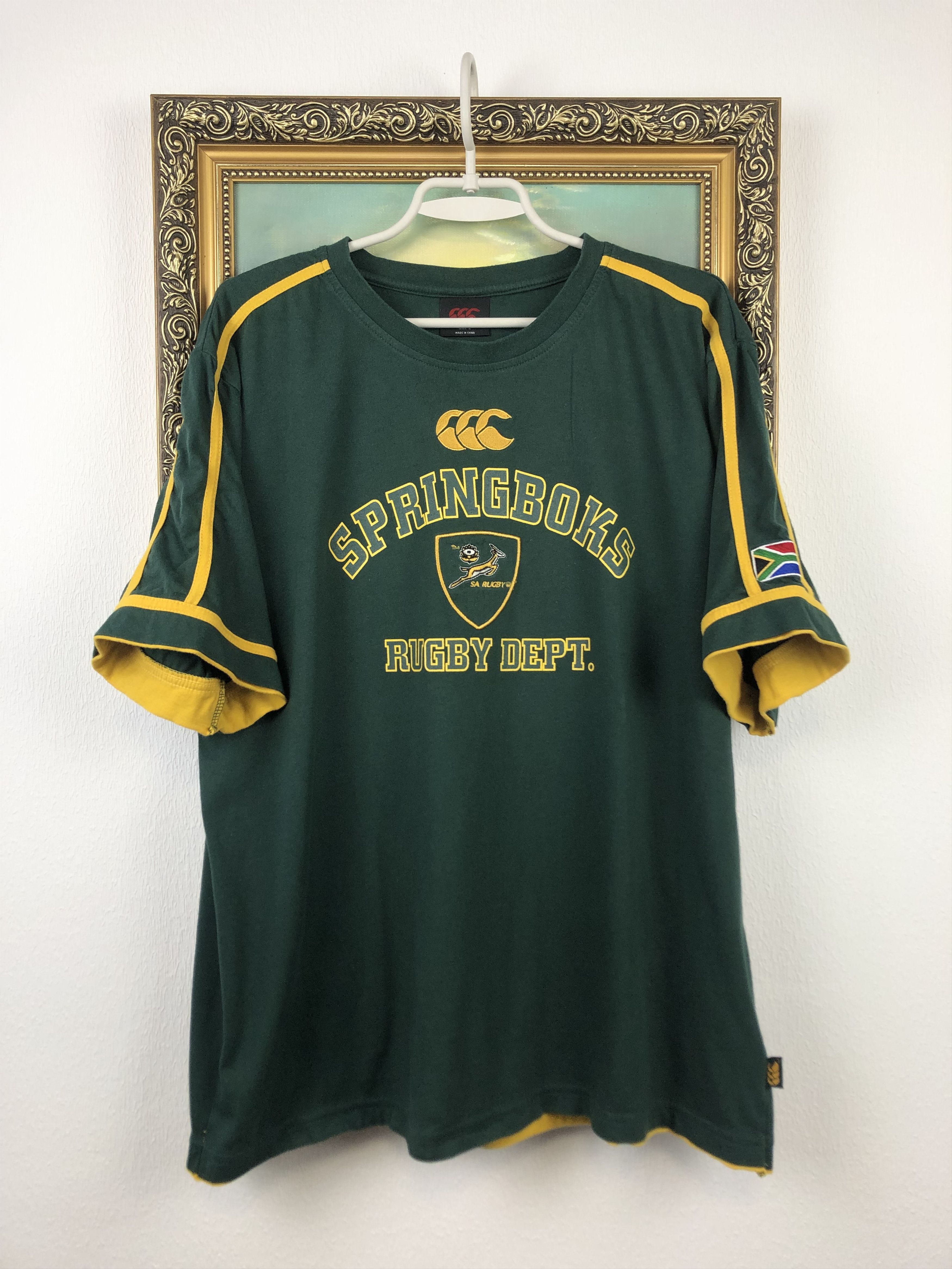 image of Canterbury Of New Zealand Vintage Canterbury South Africa Rugby Jersey 15 Shirt in Green (Size Larg